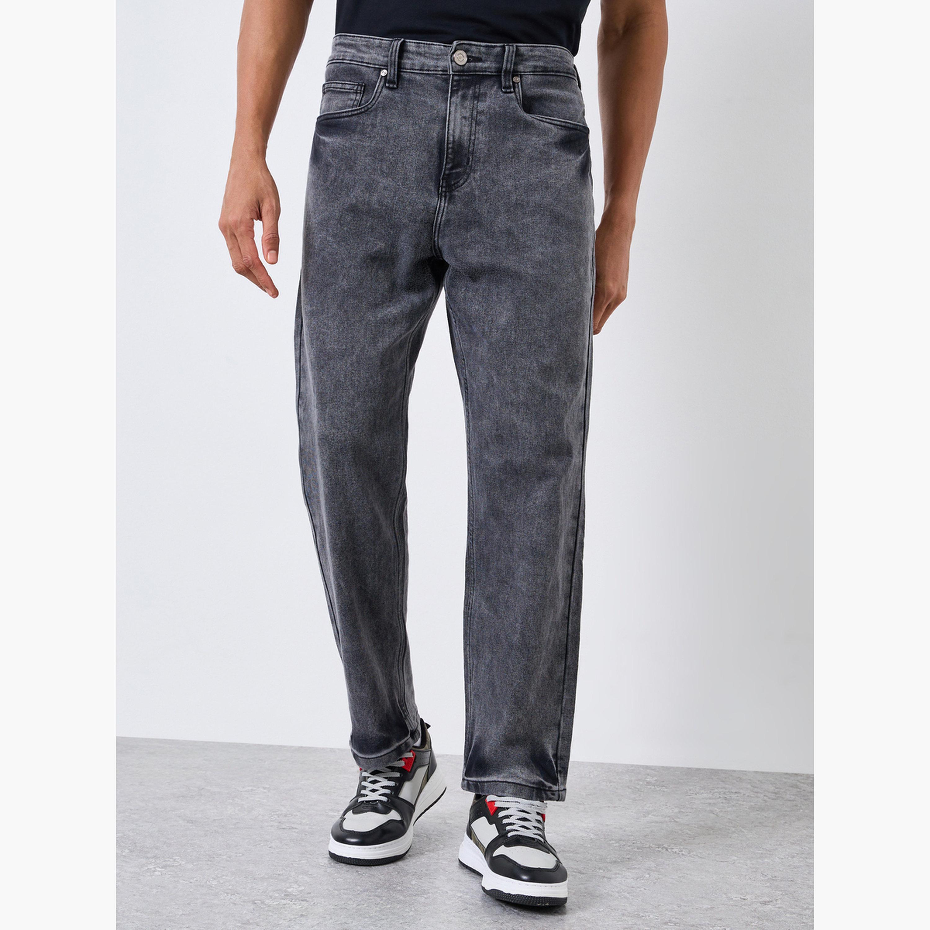 Styli Men Grey Mid Wash Relaxed Fit Jeans-men-clothing-bottoms-jeans-image-1
