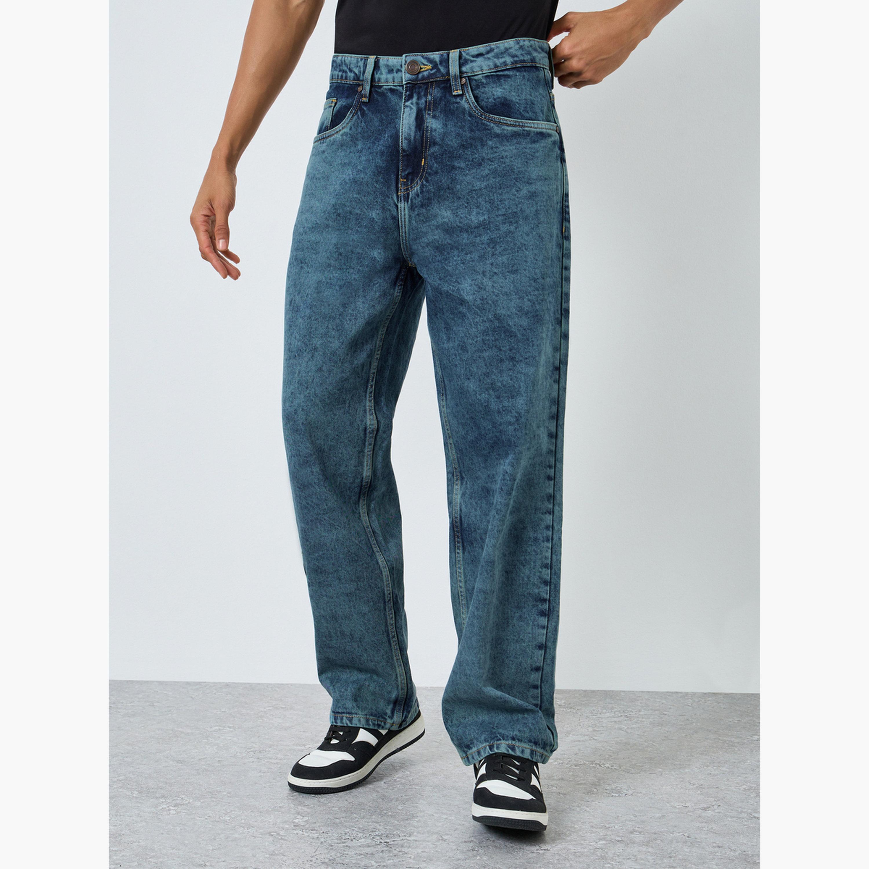 Styli Men Blue Acid Wash Oversized Jeans-men-clothing-bottoms-jeans-image-1
