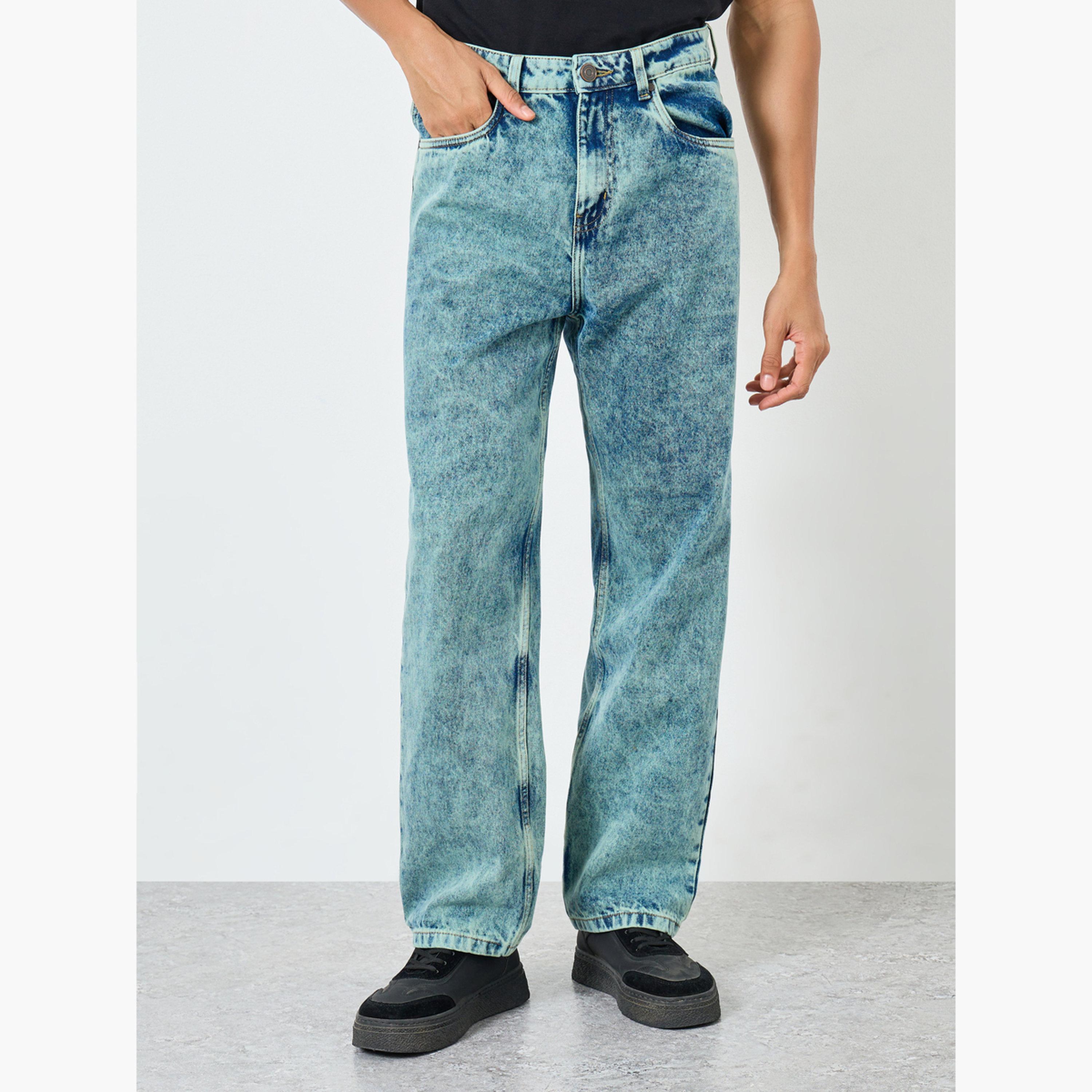 Styli Men Light Blue Acid Wash Oversized Jeans-men-clothing-bottoms-jeans-image-1