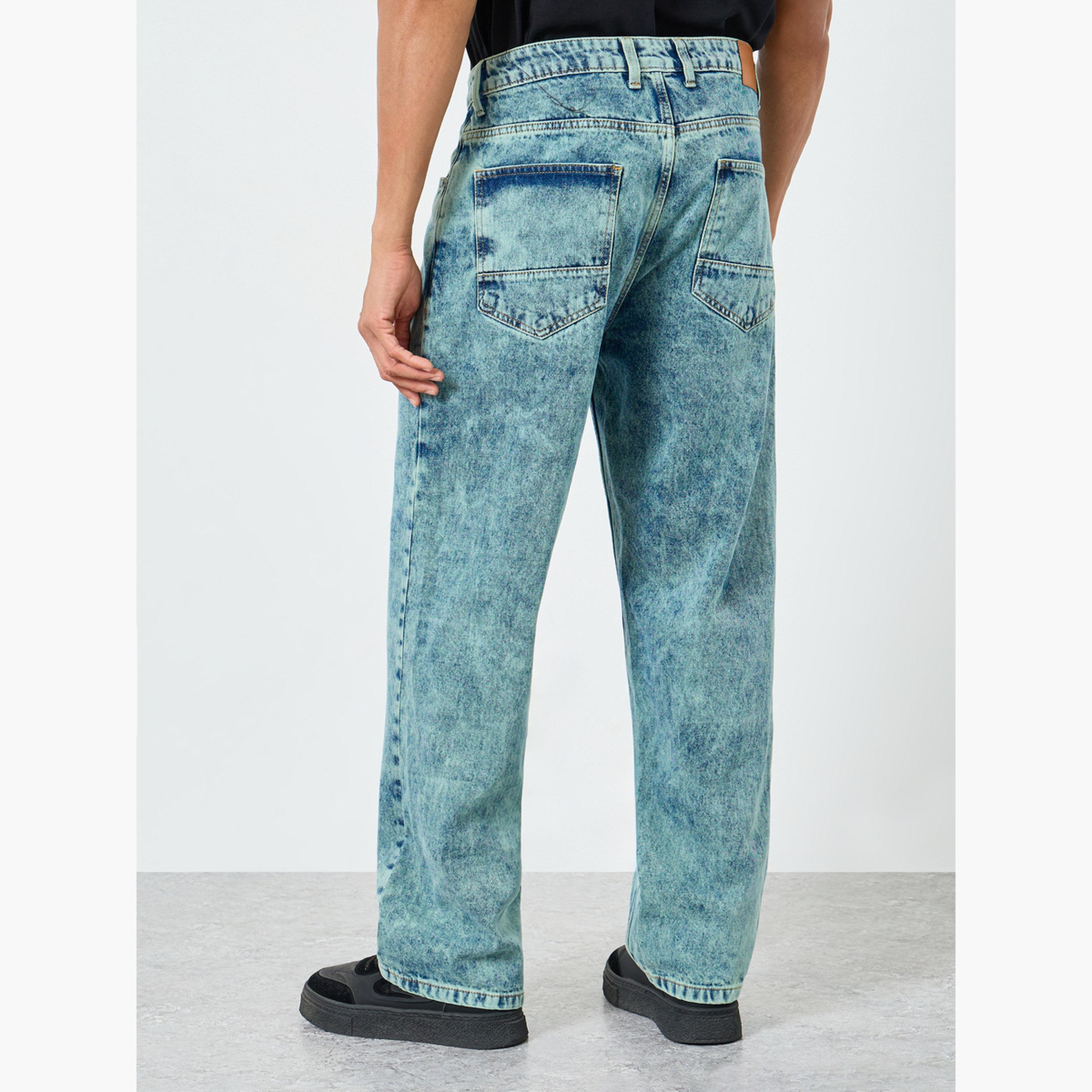 Styli Men Light Blue Acid Wash Oversized Jeans-men-clothing-bottoms-jeans-image-4