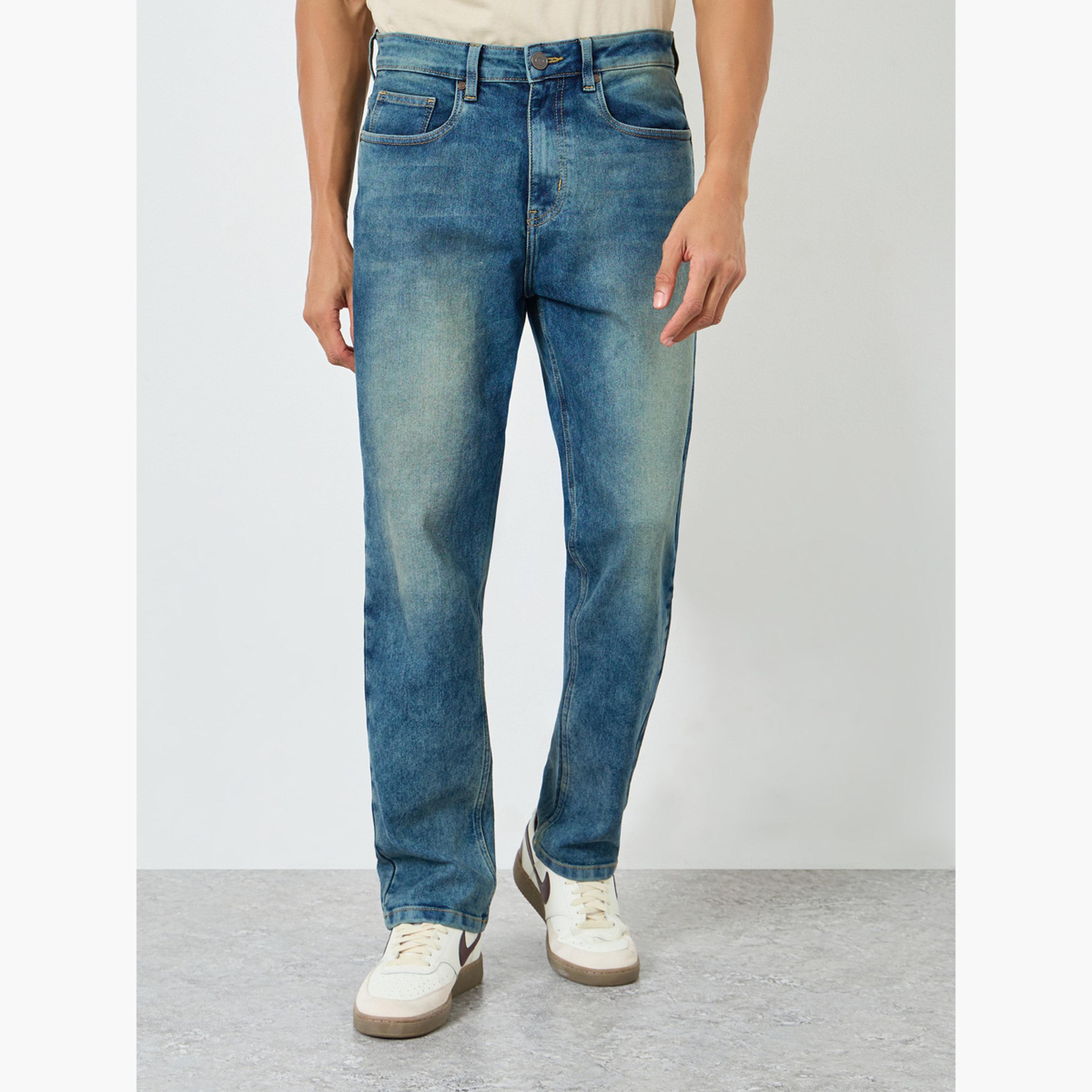 Styli Men Light Blue Mid Wash Relaxed Fit Jeans-men-clothing-bottoms-jeans-image-1