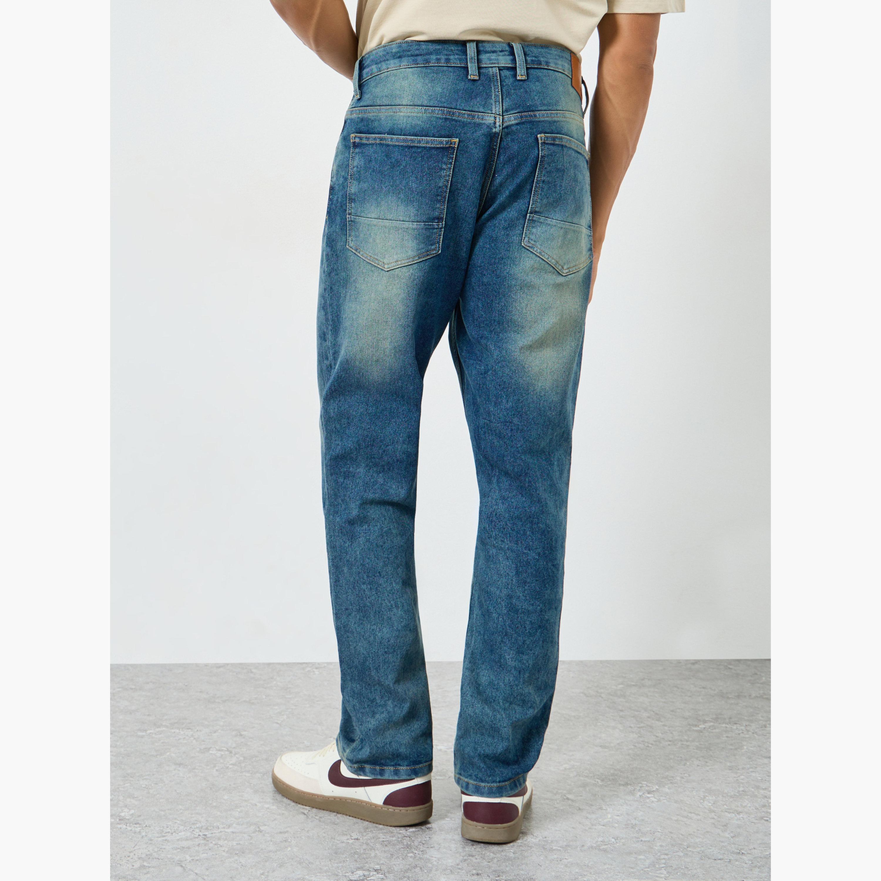 Styli Men Light Blue Mid Wash Relaxed Fit Jeans-men-clothing-bottoms-jeans-image-4