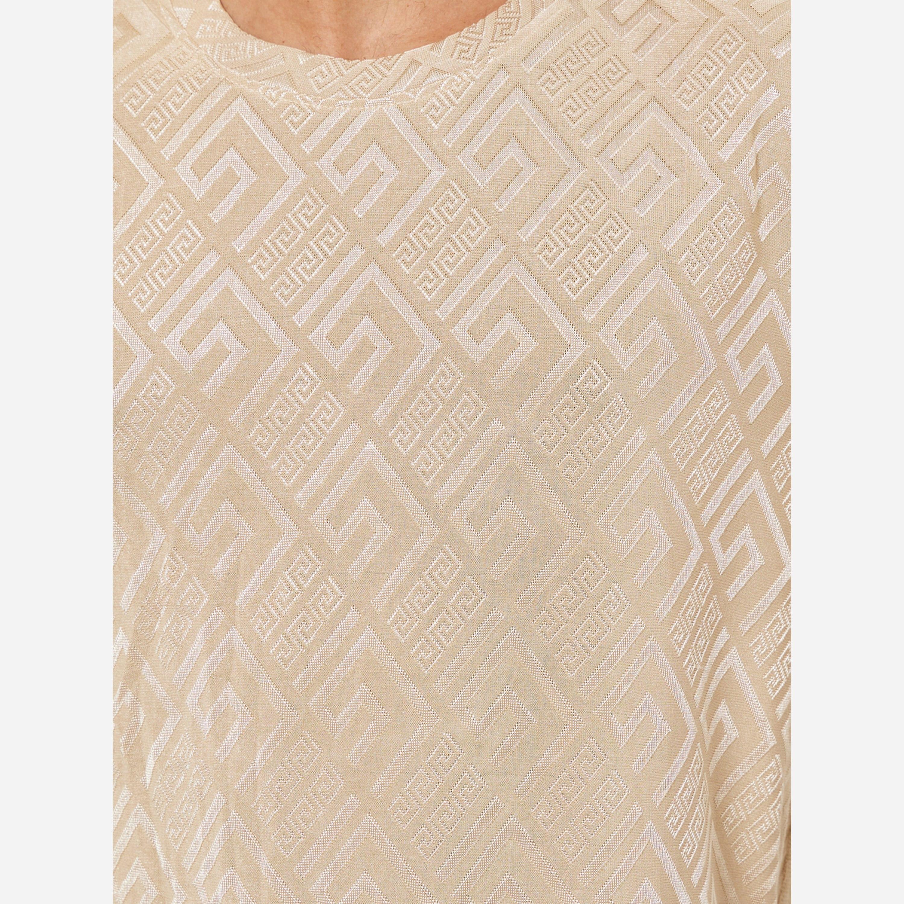 Styli Men Beige Geometric Print Quick Dry Athleisure T-Shirt-men-clothing-sportswearandactivewear-tshirtsandpolos-image-3