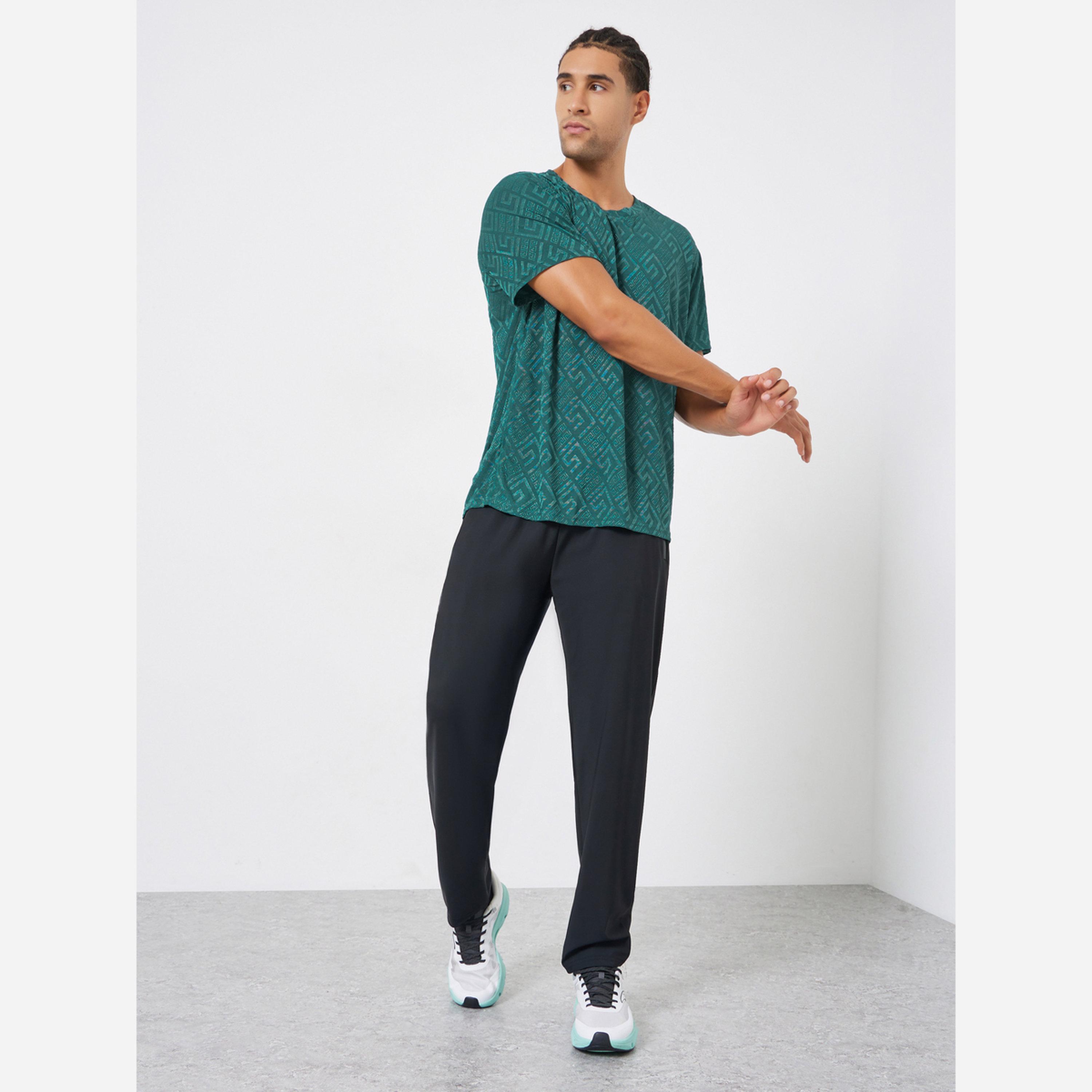 Styli Men Teal Geometric Print Quick Dry Athleisure T-Shirt-men-clothing-sportswearandactivewear-tshirtsandpolos-image-2