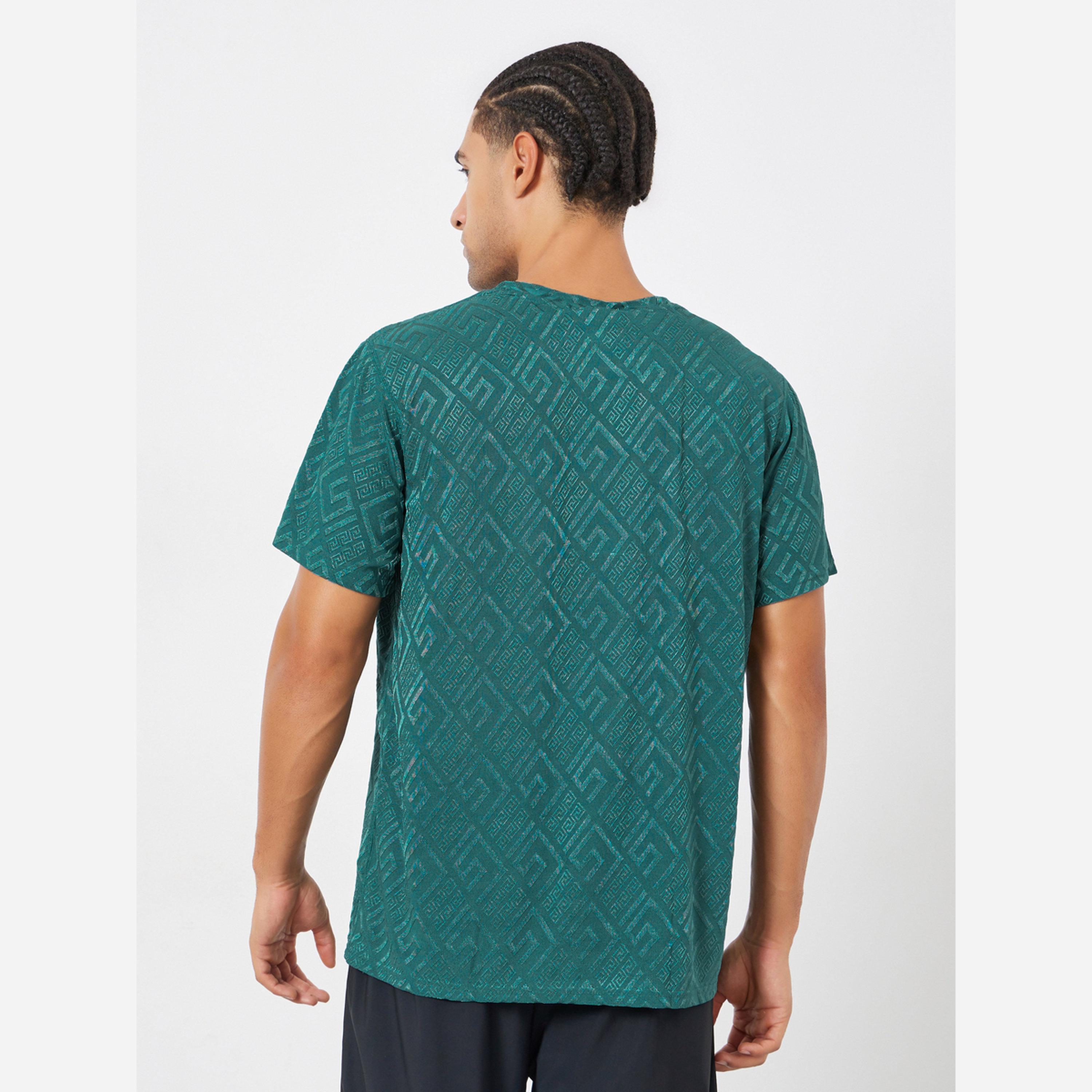 Styli Men Teal Geometric Print Quick Dry Athleisure T-Shirt-men-clothing-sportswearandactivewear-tshirtsandpolos-image-5