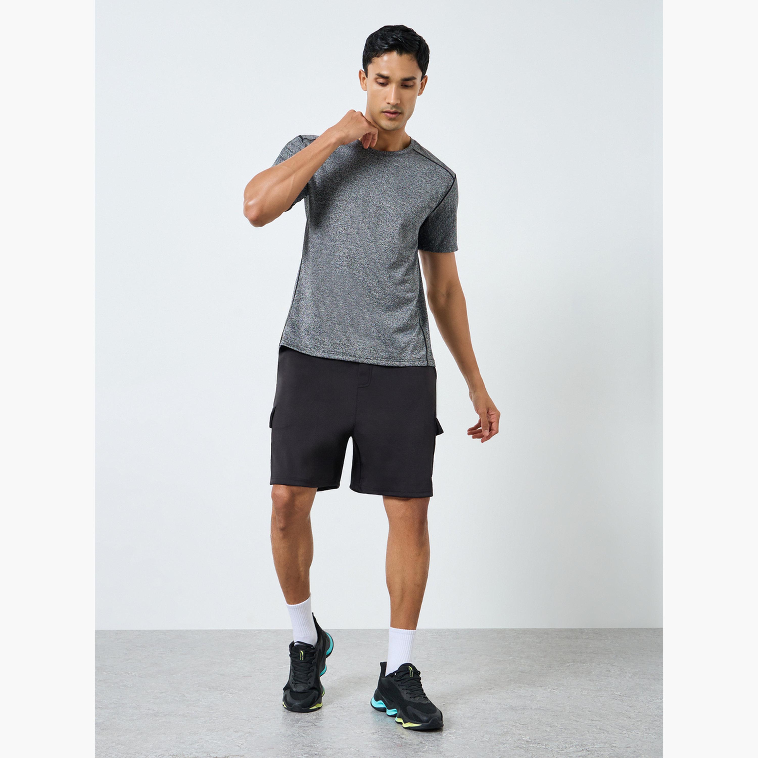 Styli Men Grey Textured Quick Dry Training T-Shirt-men-clothing-sportswearandactivewear-tshirtsandpolos-image-2