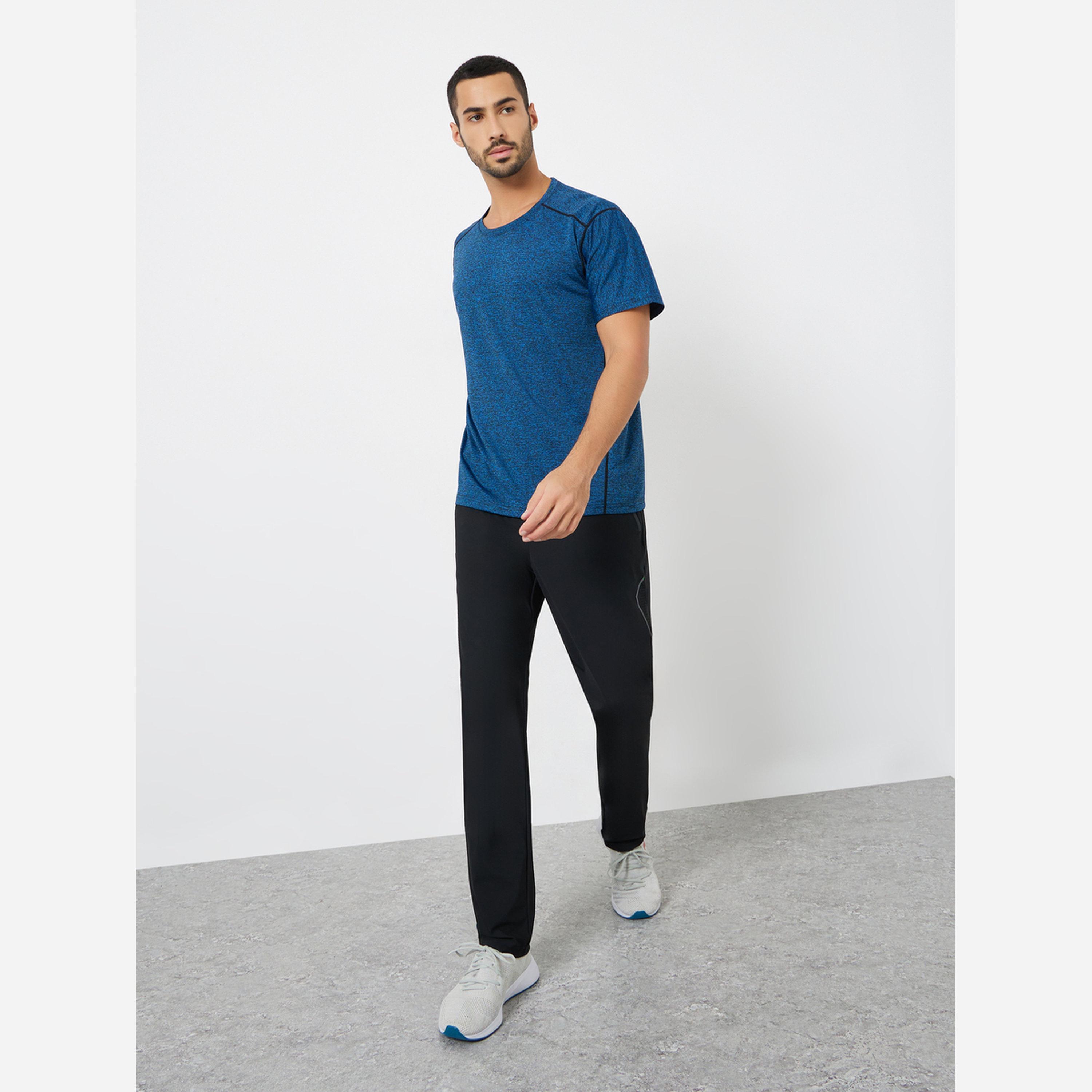 Styli Men Blue Acid Wash Quick Dry Textured Training T-Shirt-men-clothing-sportswearandactivewear-tshirtsandpolos-image-2