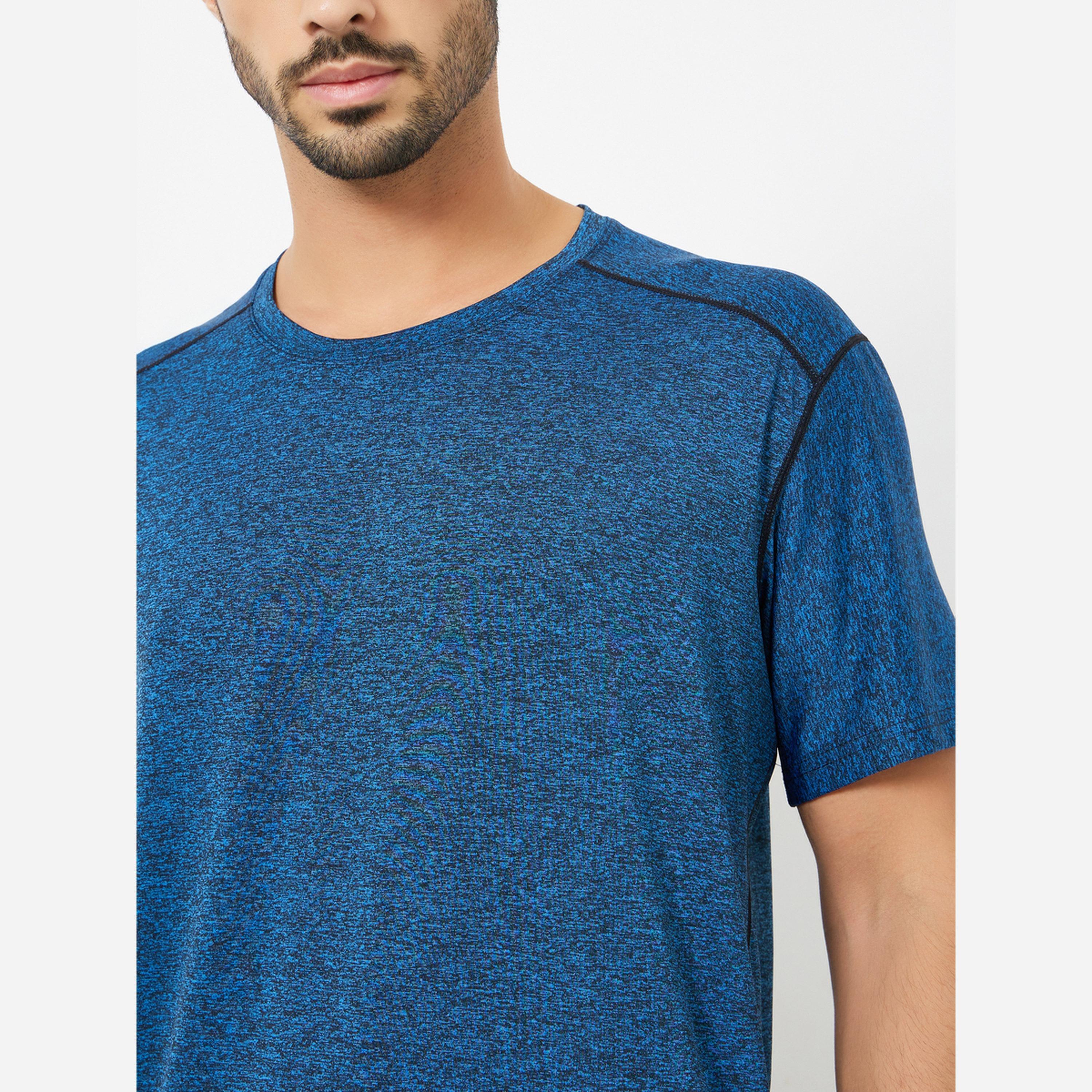 Styli Men Blue Acid Wash Quick Dry Textured Training T-Shirt-men-clothing-sportswearandactivewear-tshirtsandpolos-image-3