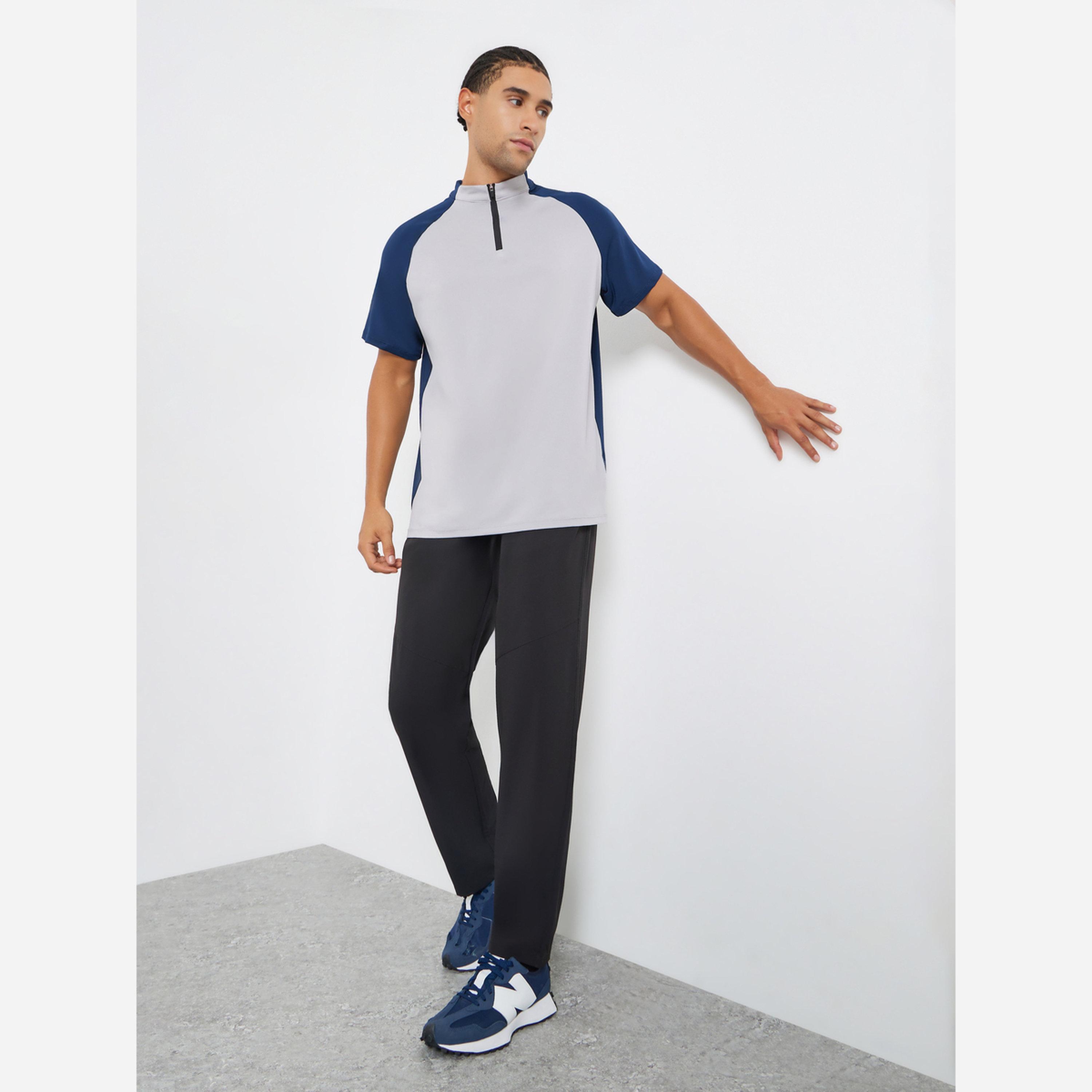 Styli Men Navy Blue Raglan Sleeve Athleisure T-Shirt-men-clothing-sportswearandactivewear-tshirtsandpolos-image-2