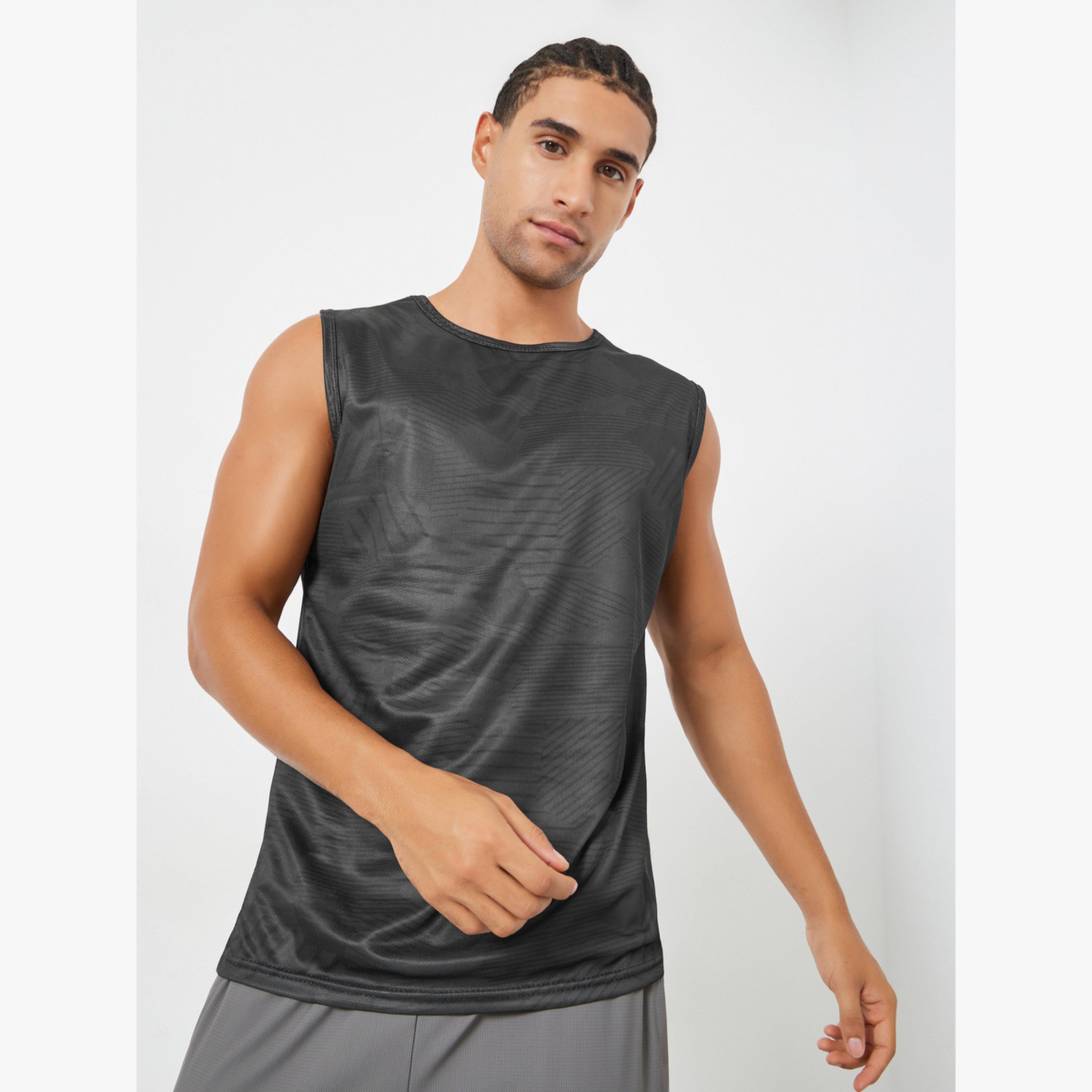 Styli Men Black Quick Dry Textured Tank-men-clothing-sportswearandactivewear-tshirtsandpolos-image-1