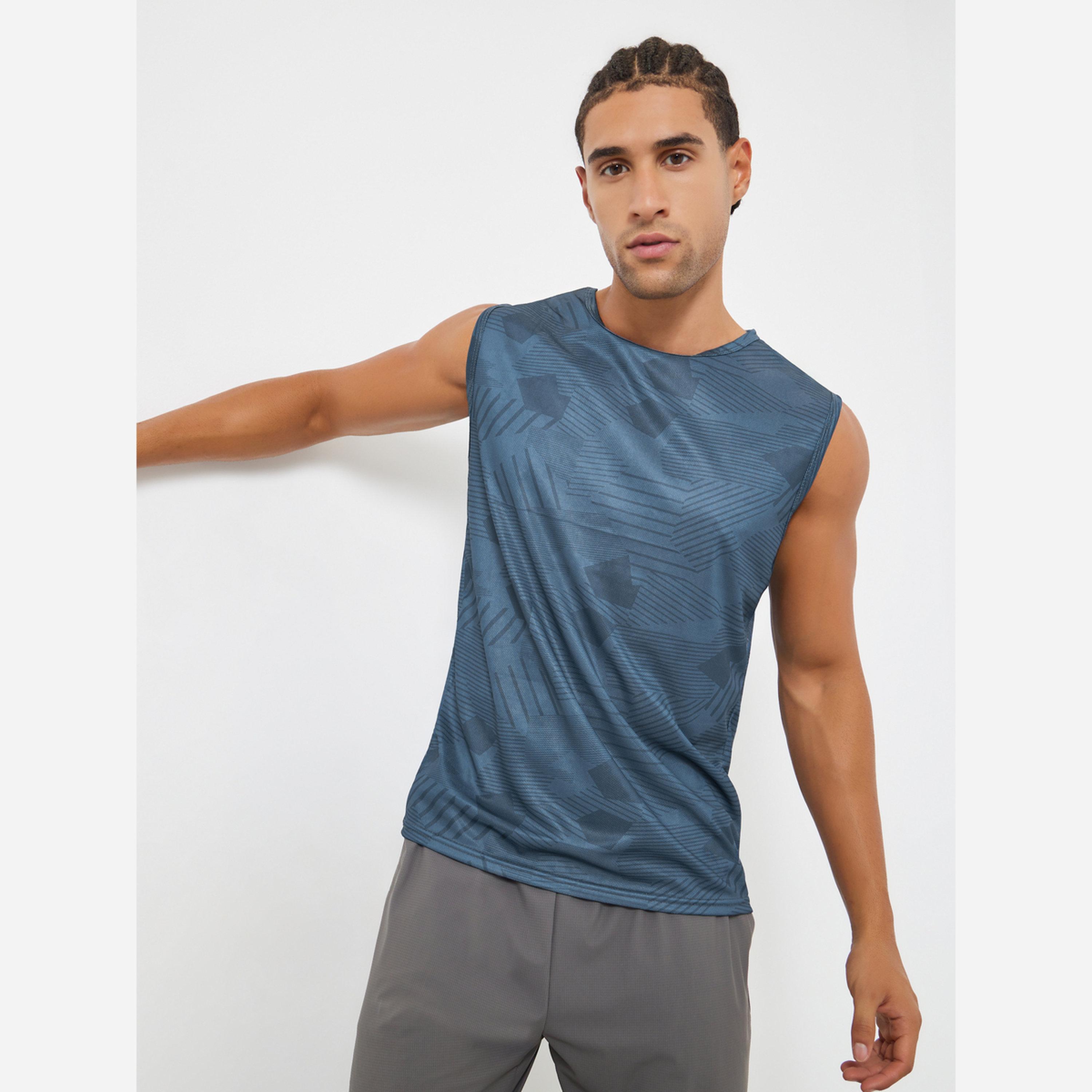 Styli Men Printed Quick Dry Textured Tank Top-men-clothing-sportswearandactivewear-tshirtsandpolos-image-1