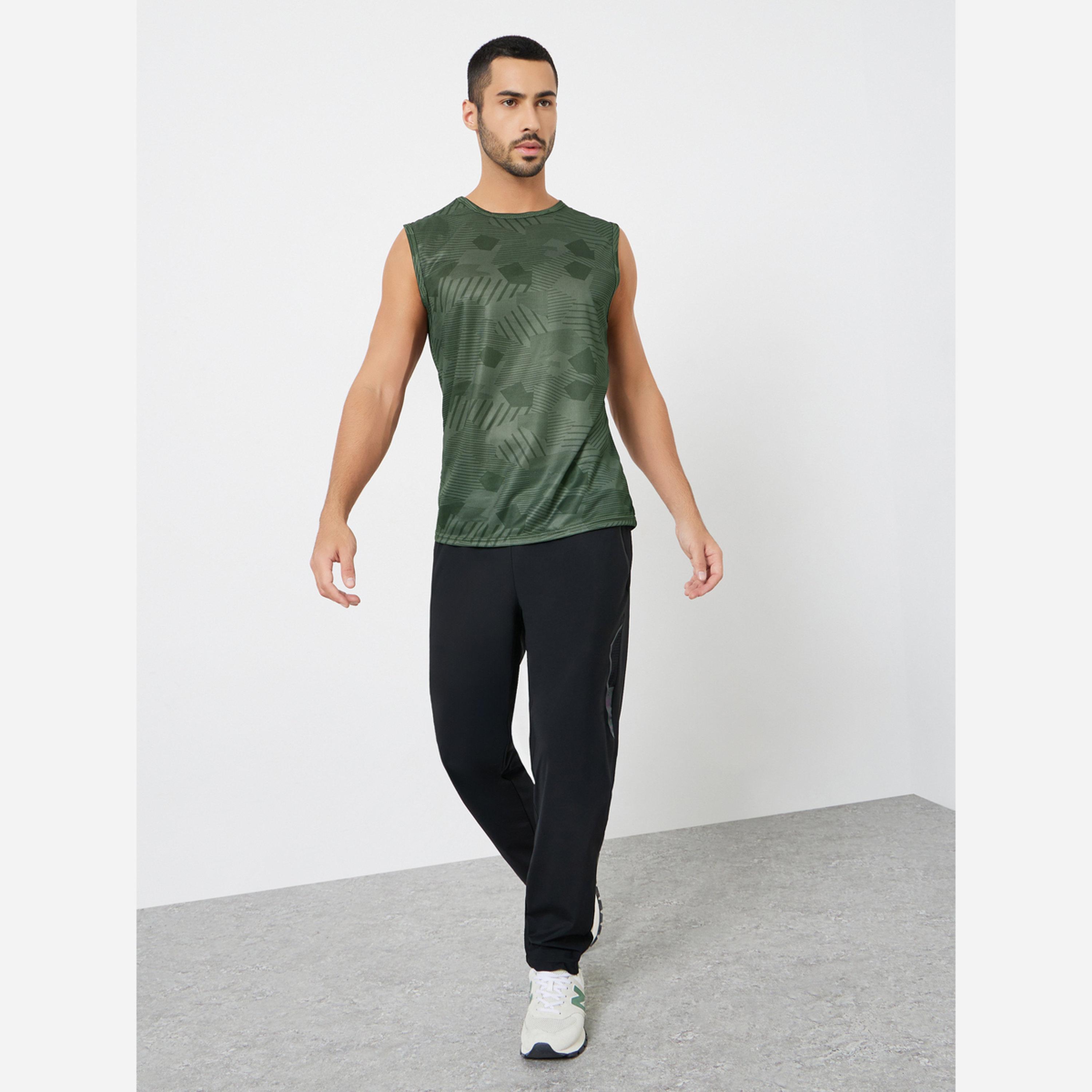 Styli Olive Men Camo Print Quick Dry Textured Tank-men-clothing-sportswearandactivewear-tshirtsandpolos-image-2