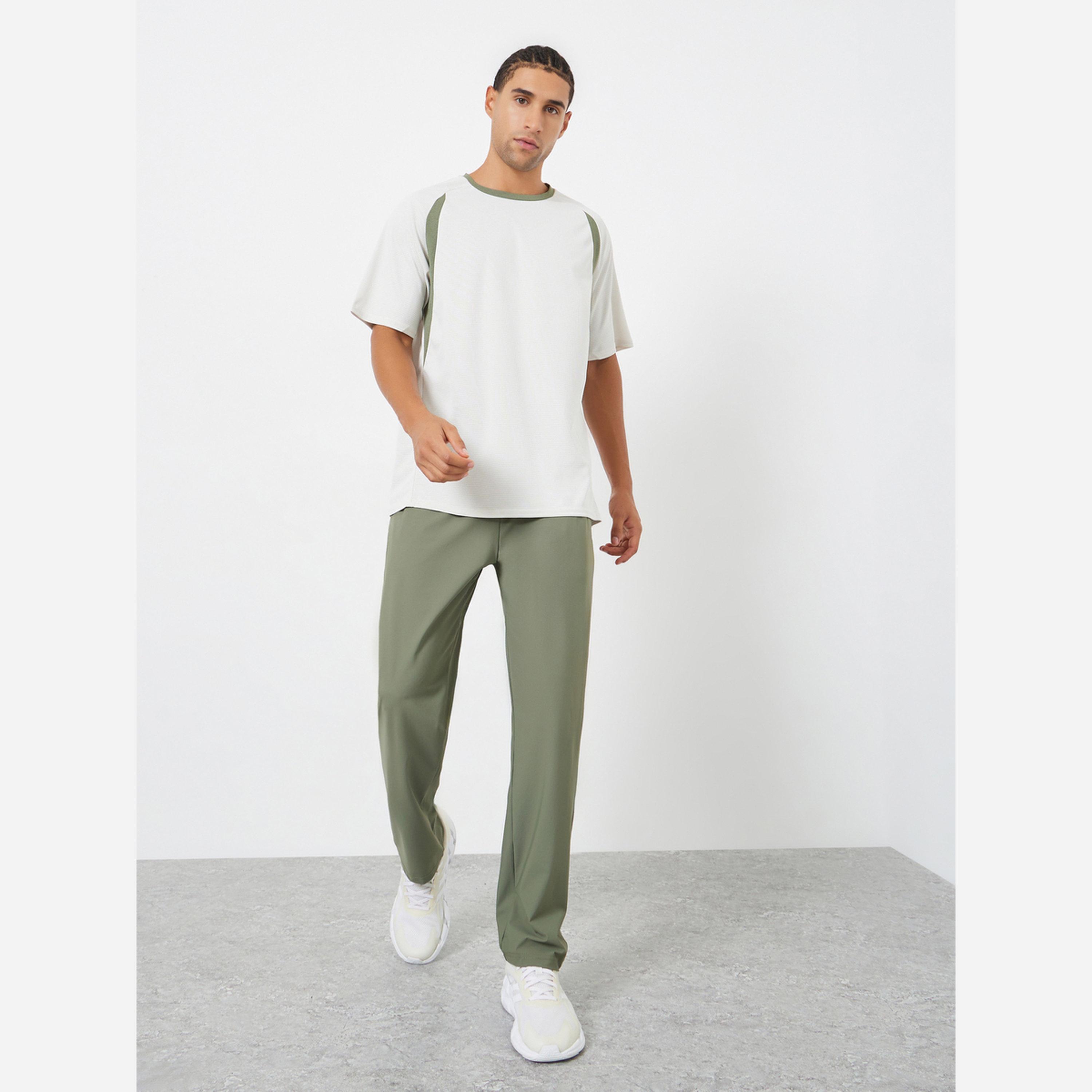 Styli Men Cream Contrast Panel Training T-Shirt-men-clothing-sportswearandactivewear-tshirtsandpolos-image-2