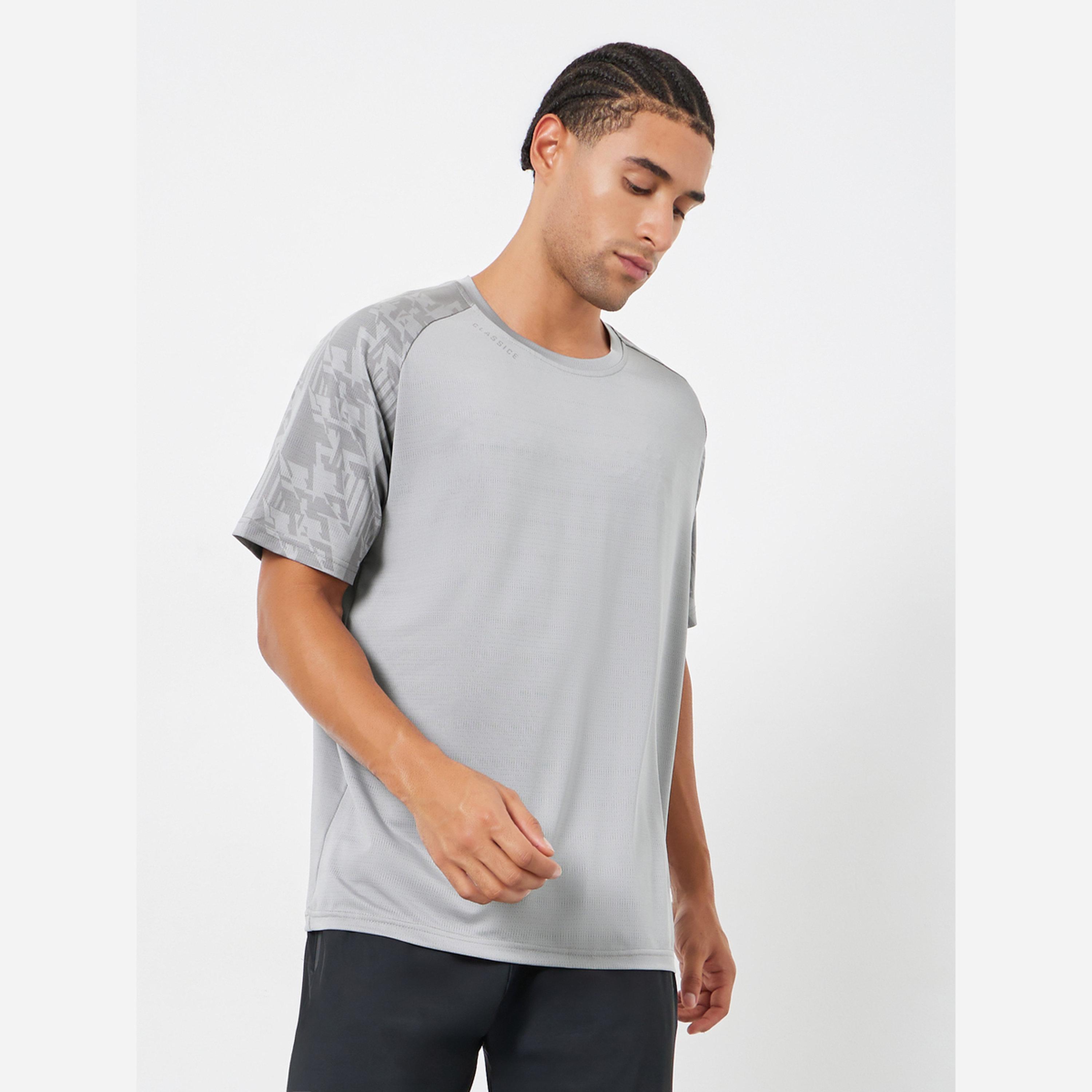 Styli Men Grey Quick-Dry Training T-Shirt-men-clothing-sportswearandactivewear-tshirtsandpolos-image-1