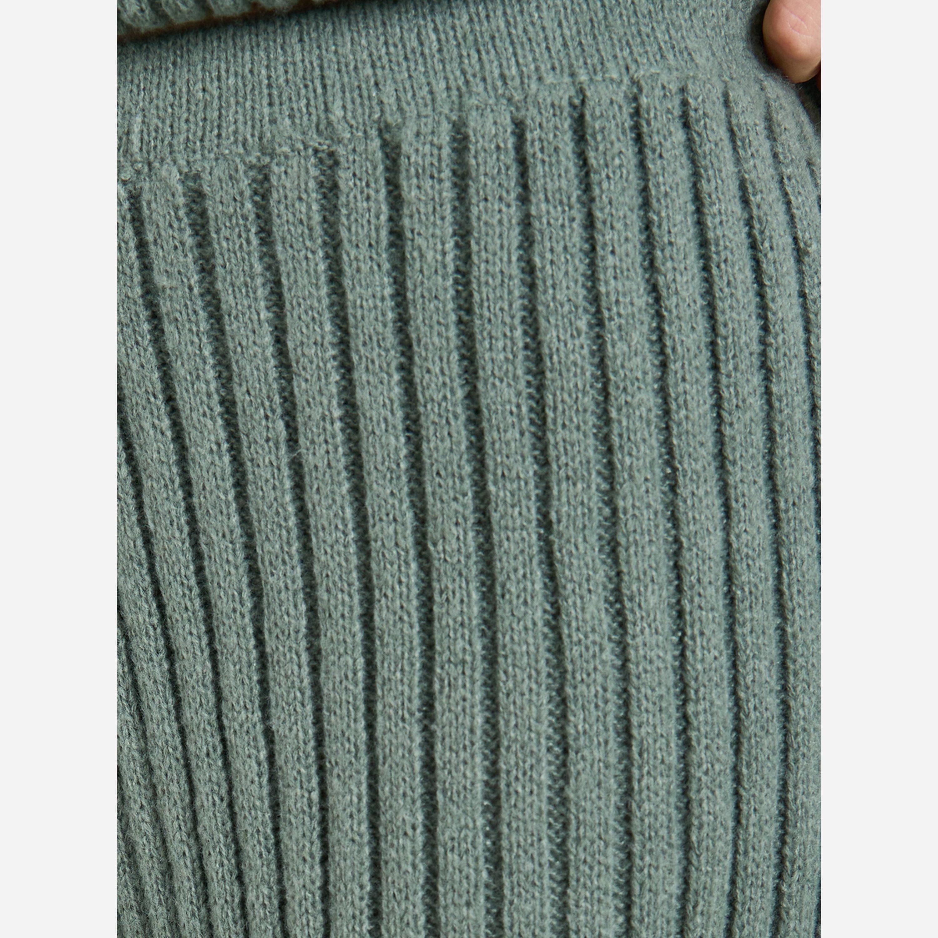 Styli Green Ribbed Knit Straight Leg Pants-women-clothing-bottoms-trousers-image-4