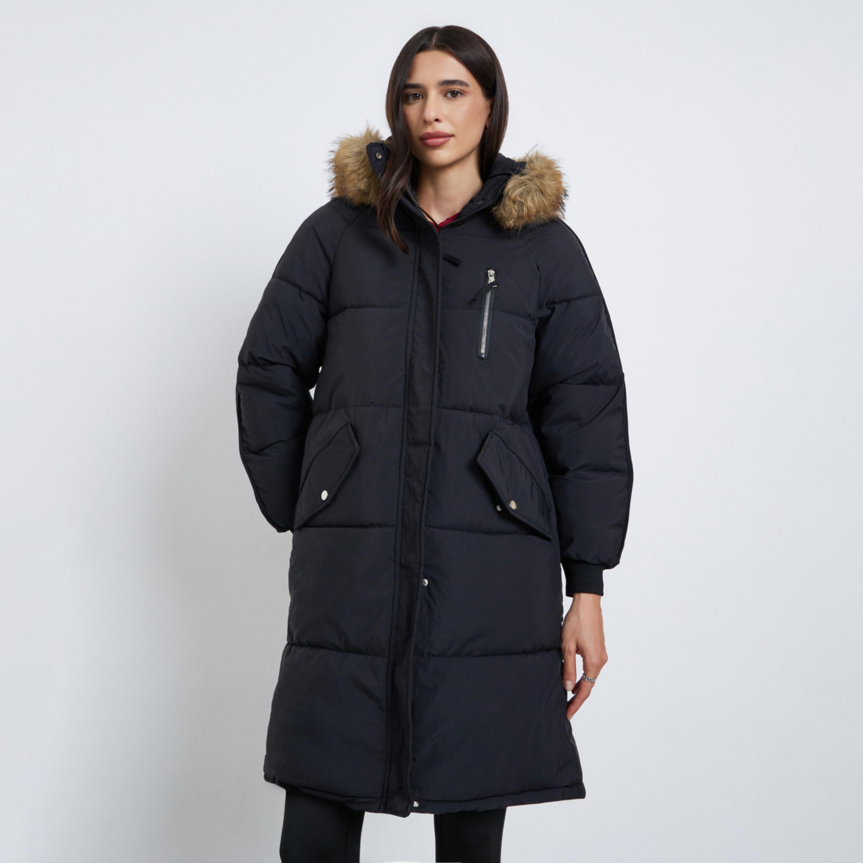 Styli Black Oversized Padded Parka Coat-women-clothing-coatsandjackets-coats-image-1