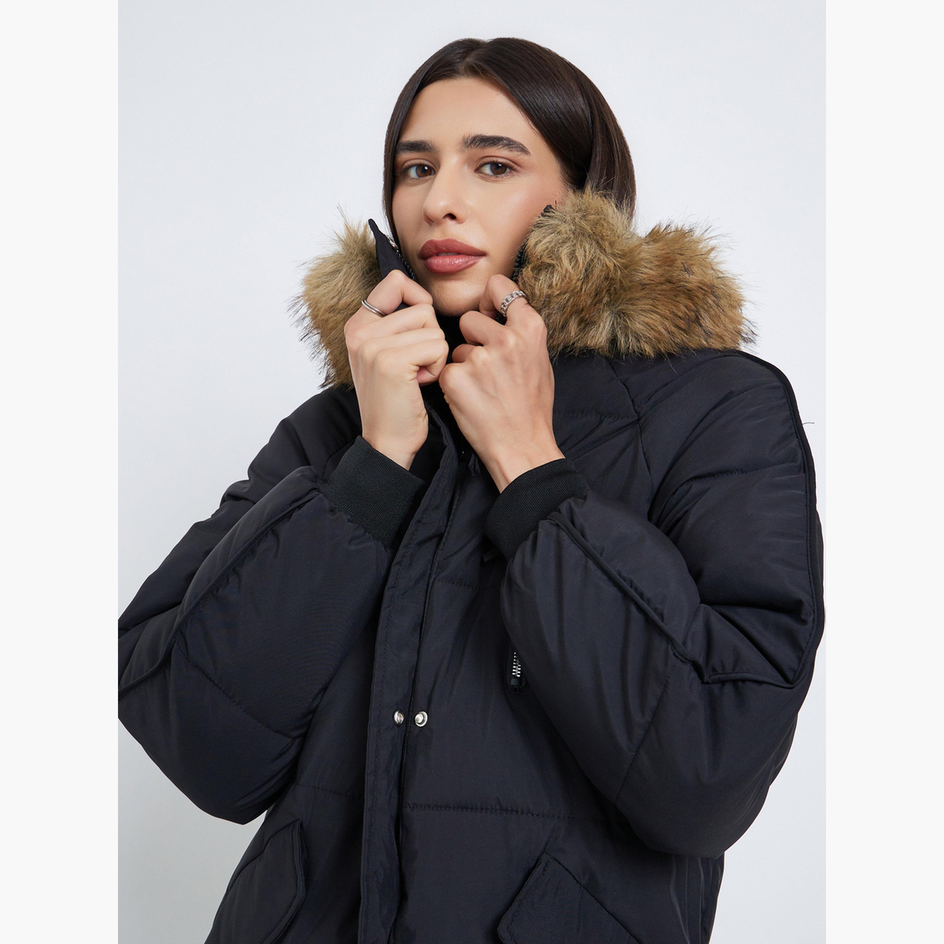 Styli Black Oversized Padded Parka Coat-women-clothing-coatsandjackets-coats-image-4