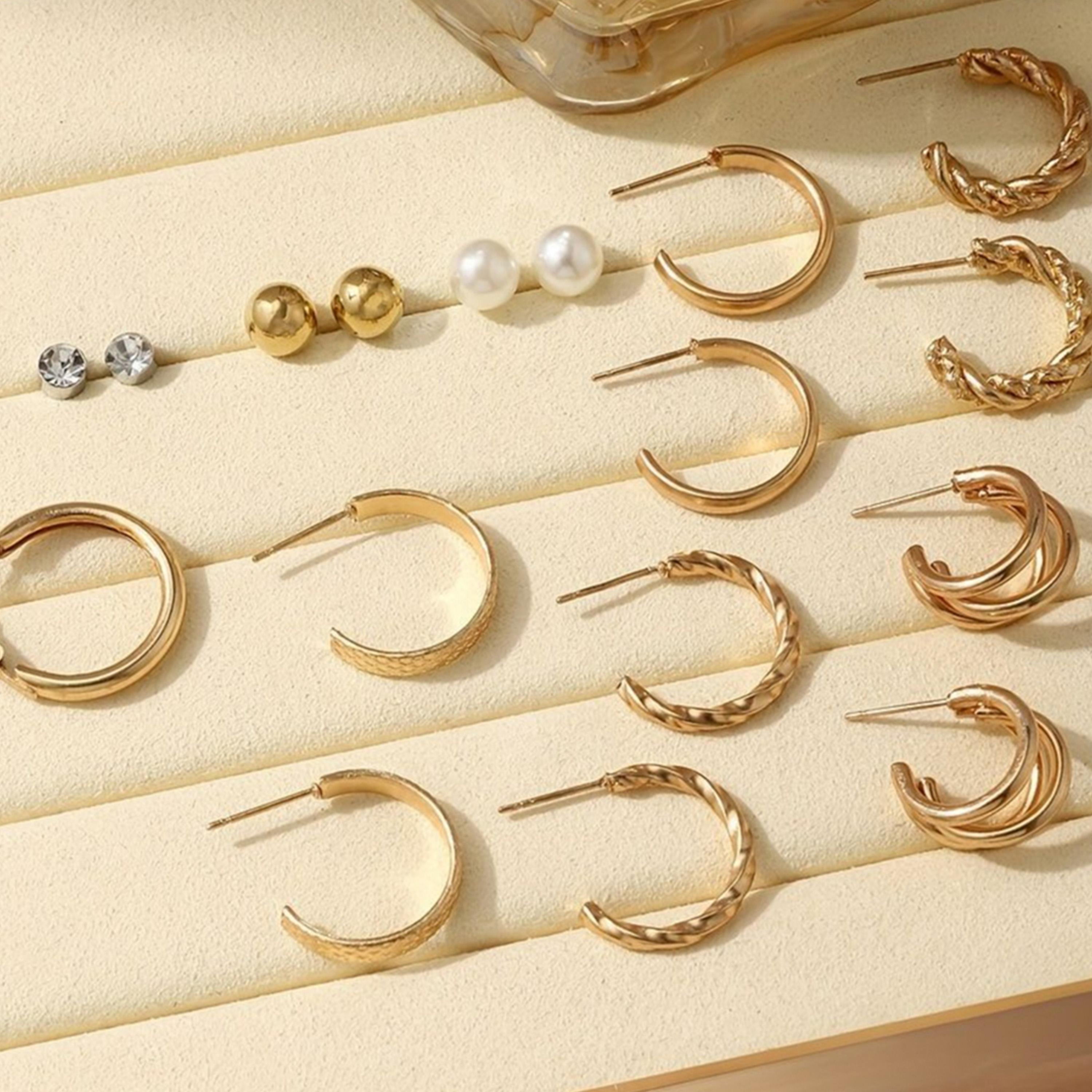 Take Two Women  Set of 9 - Gold Tone Assorted Earring-women-watchesandjewellery-jewellery-earrings-image-3