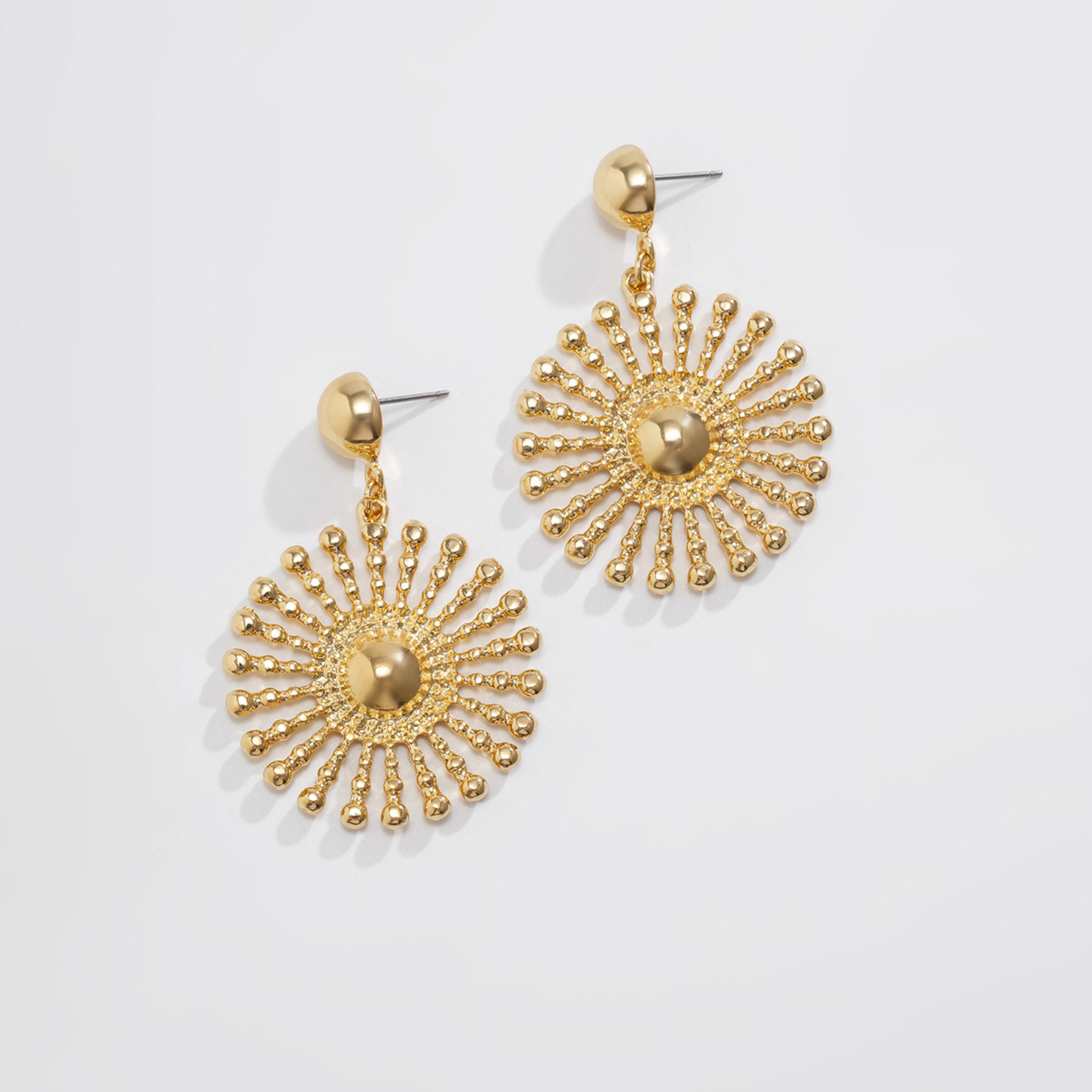 Take Two Women  Gold Sunflower Dangle Earrings-women-watchesandjewellery-jewellery-earrings-image-1