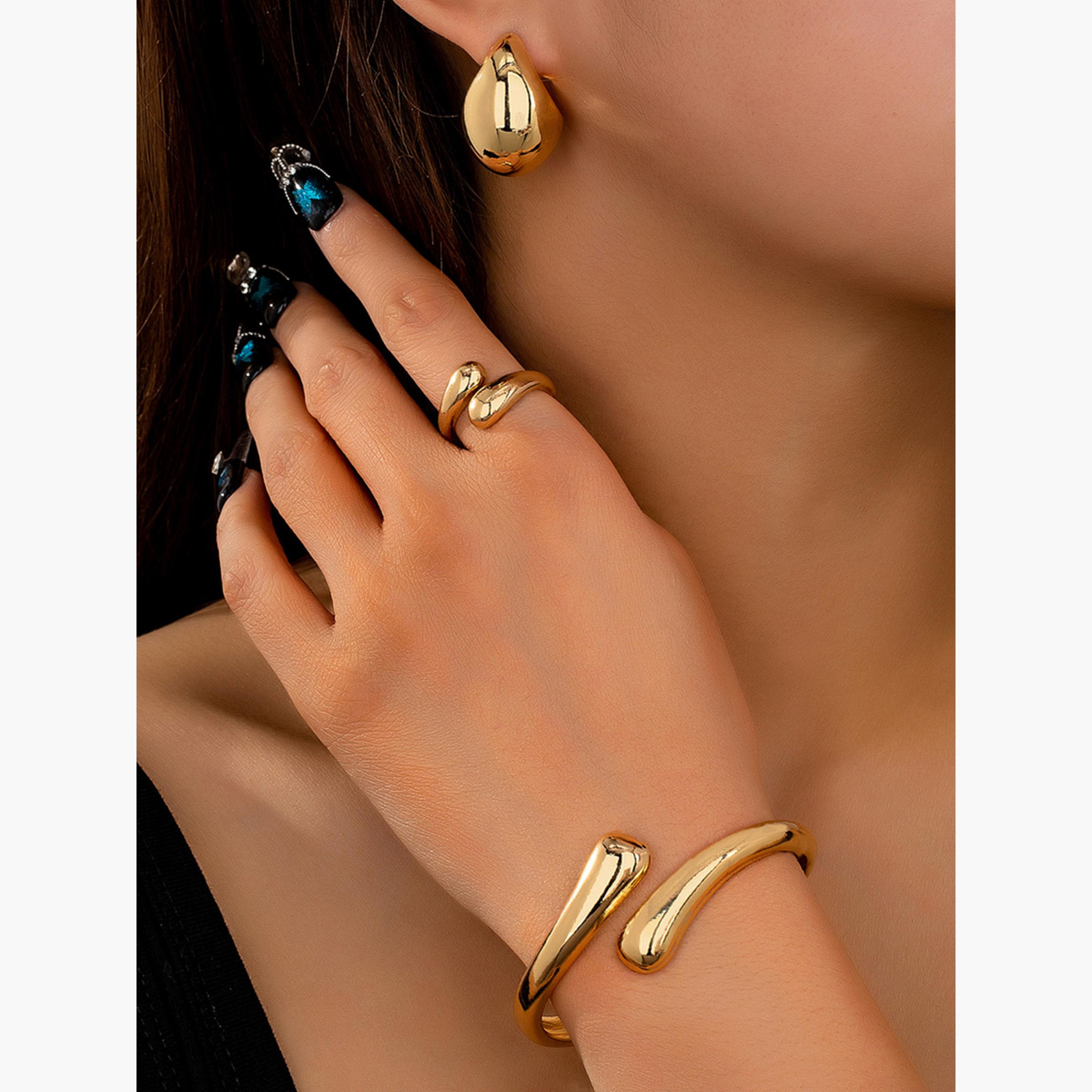 Take Two Women  Waterdrop Shape Ring And Cuff Bracelet Jewelry Set-women-watchesandjewellery-jewellery-jewellerysets-image-3