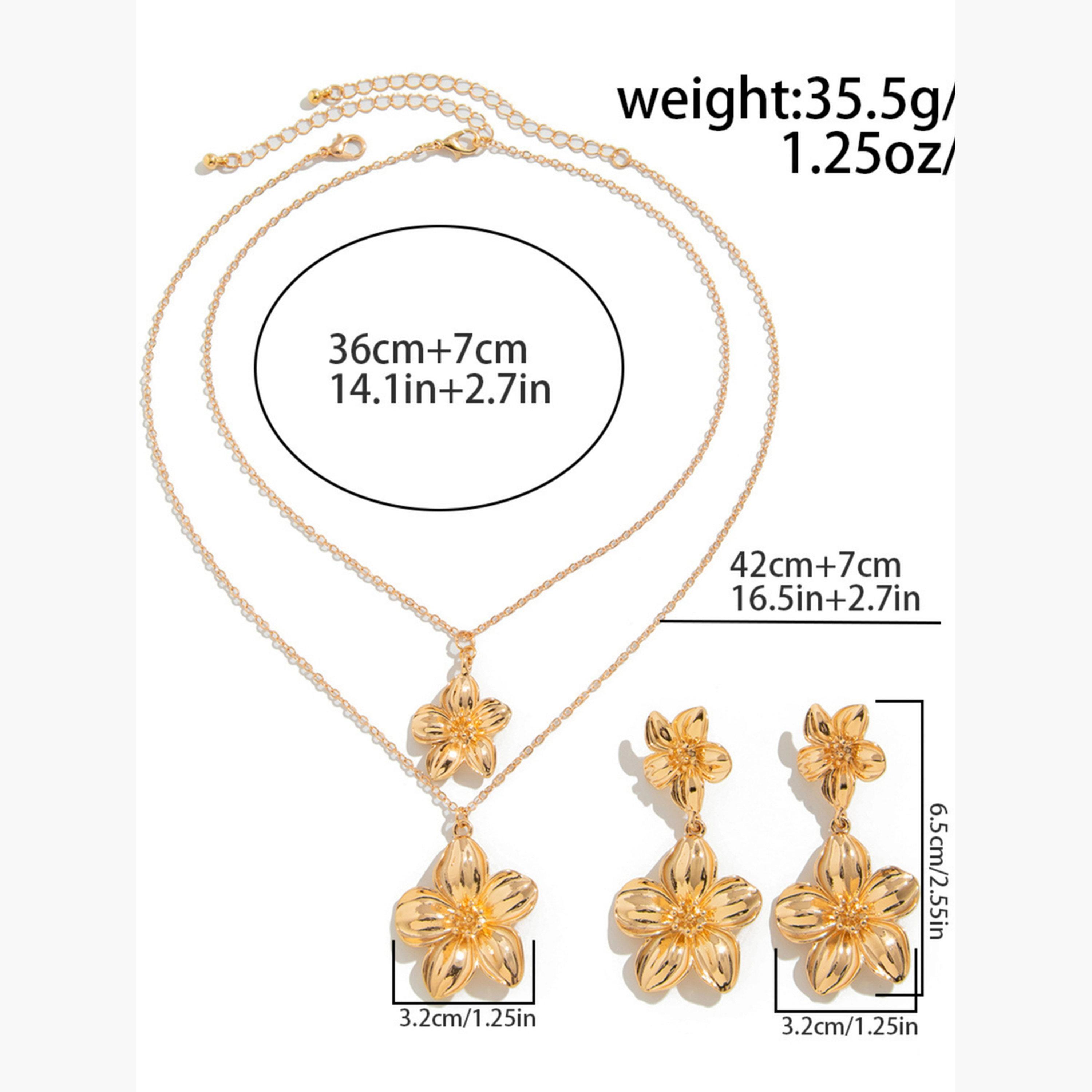 تيك تو - مجوهرات قلادة وأقراط على شكل زهرة-women-watchesandjewellery-jewellery-jewellerysets-image-6