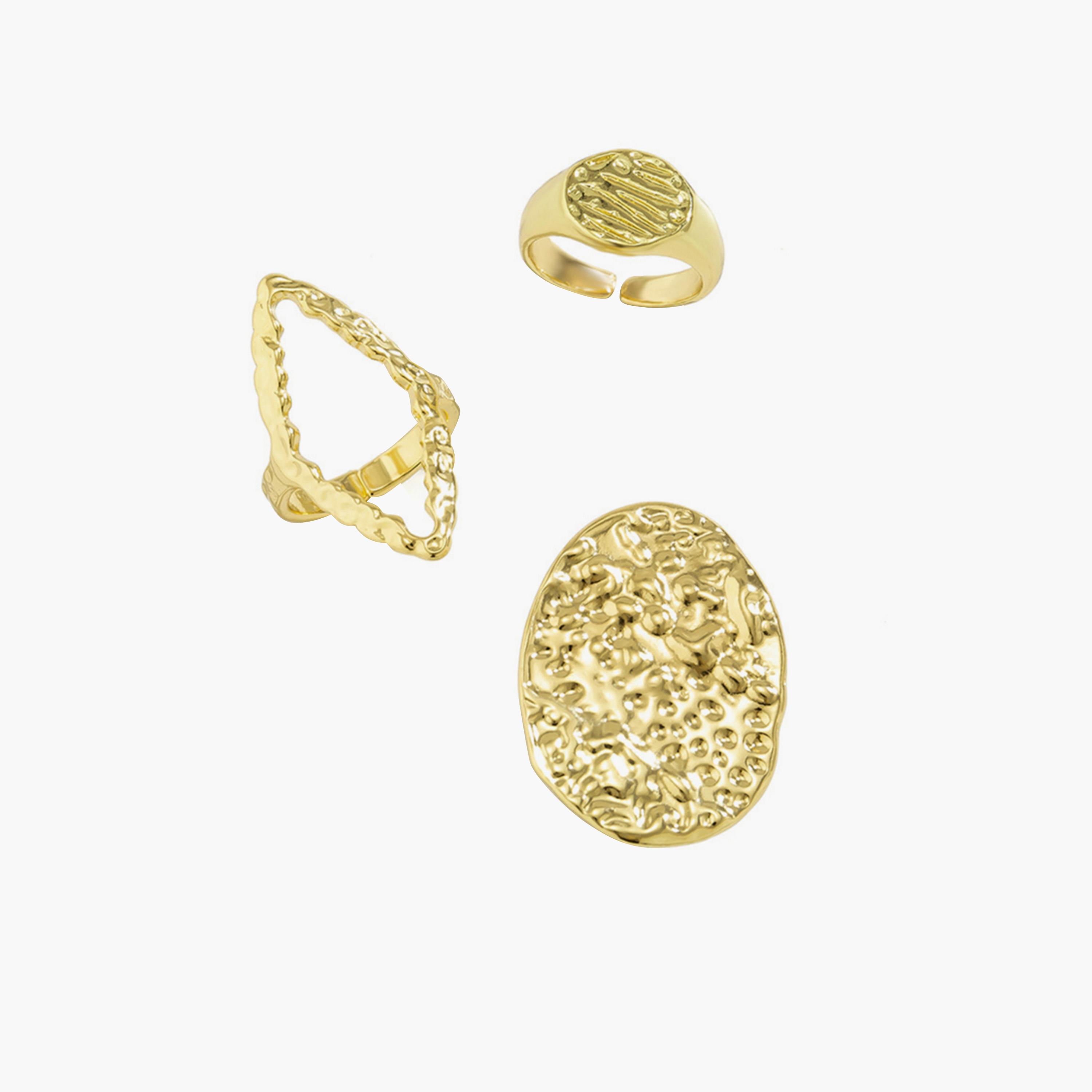 Take Two Women  Set of 3 - Gold Tone Alloy Ring-women-watchesandjewellery-jewellery-rings-image-1