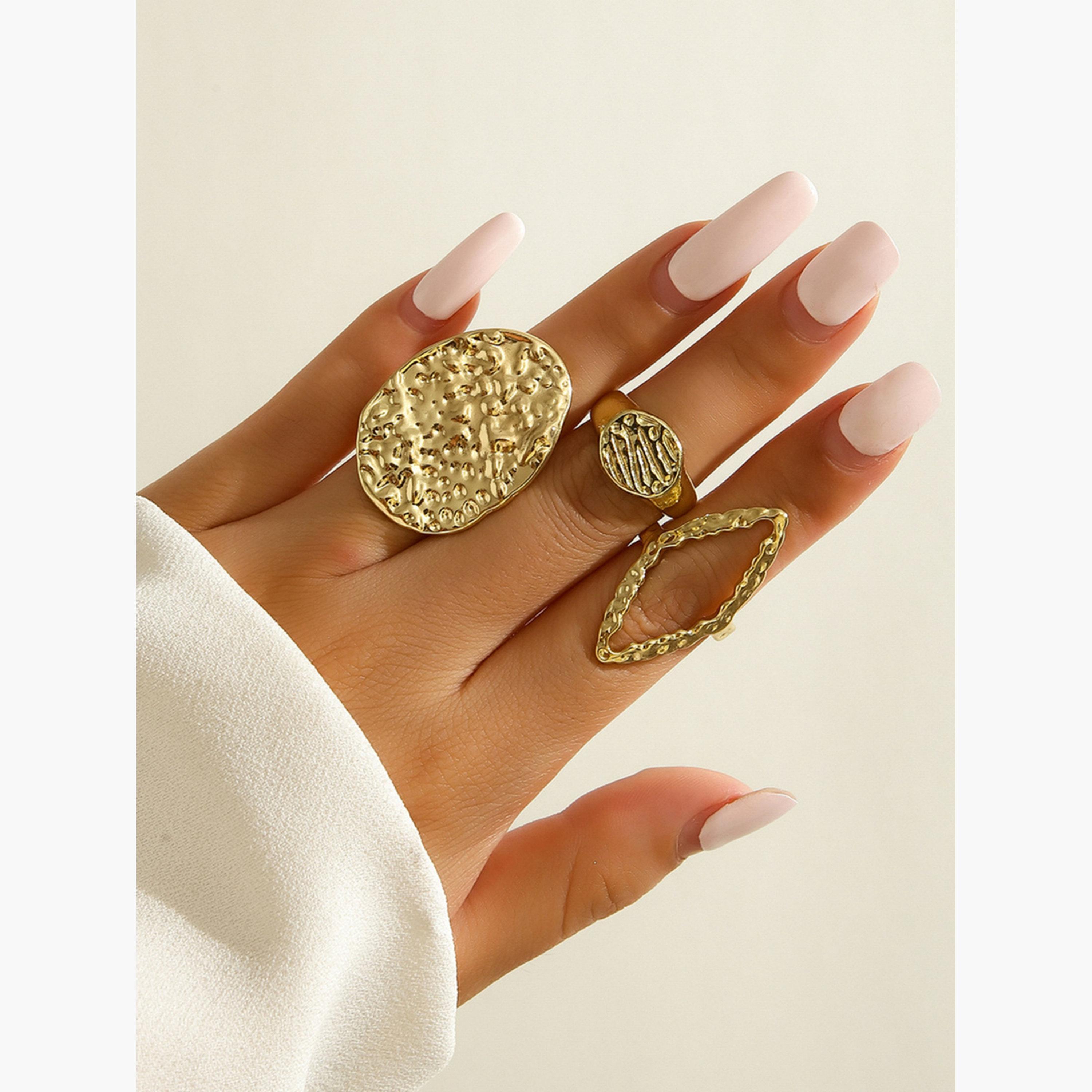 Take Two Women  Set of 3 - Gold Tone Alloy Ring-women-watchesandjewellery-jewellery-rings-image-2