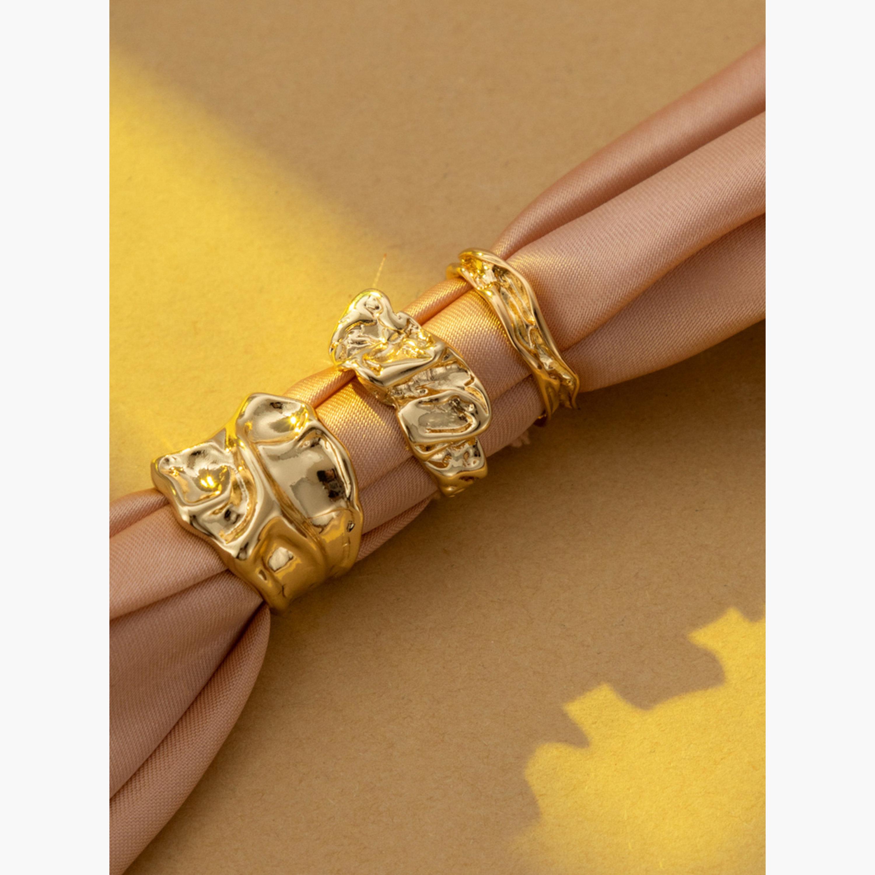 Take Two Women  Set of 3 - Gold Texture Alloy Ring-women-watchesandjewellery-jewellery-rings-image-3