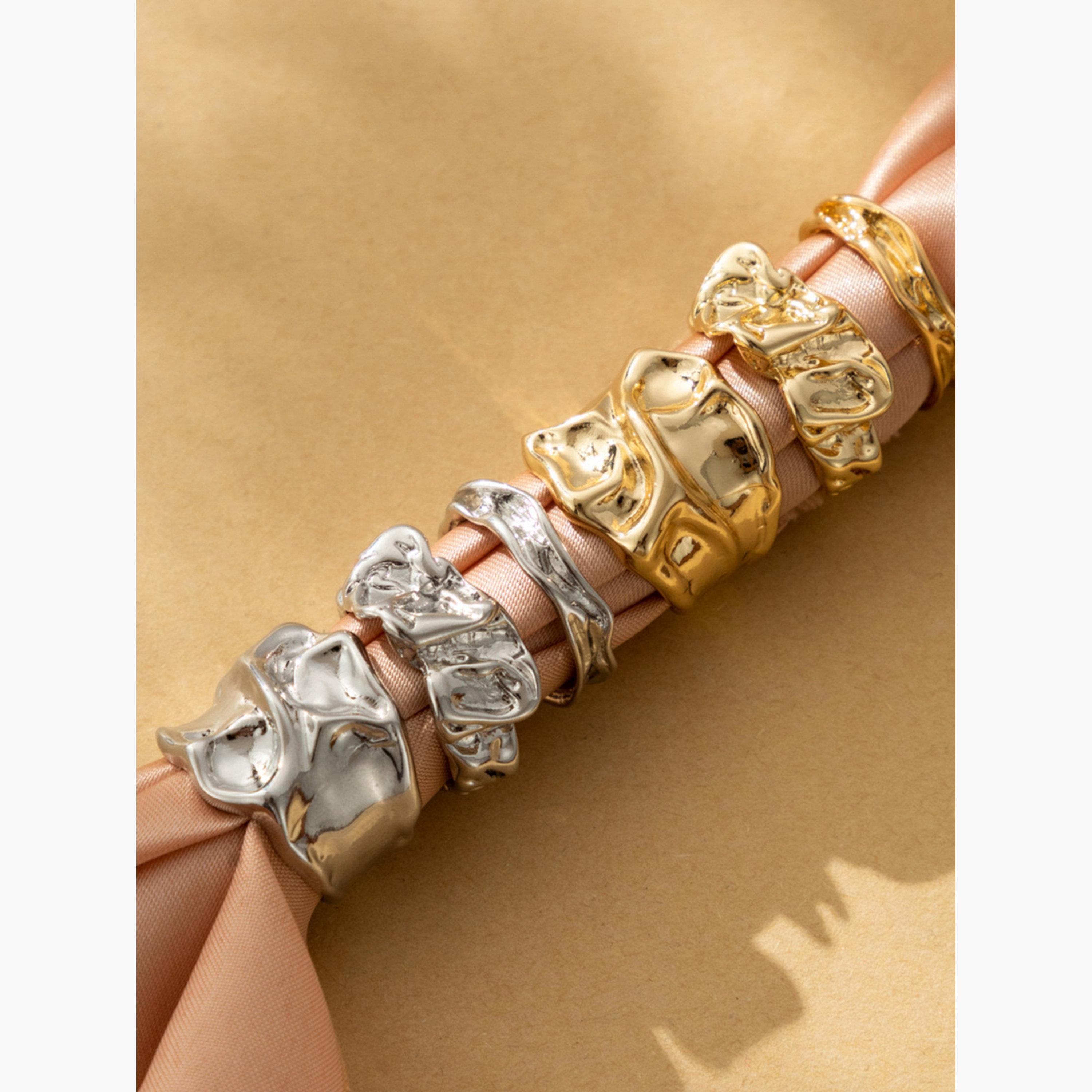 تيك تو - مجموعة من 3 خواتم من سبائك الفضة المزخرفة-women-watchesandjewellery-jewellery-rings-image-4