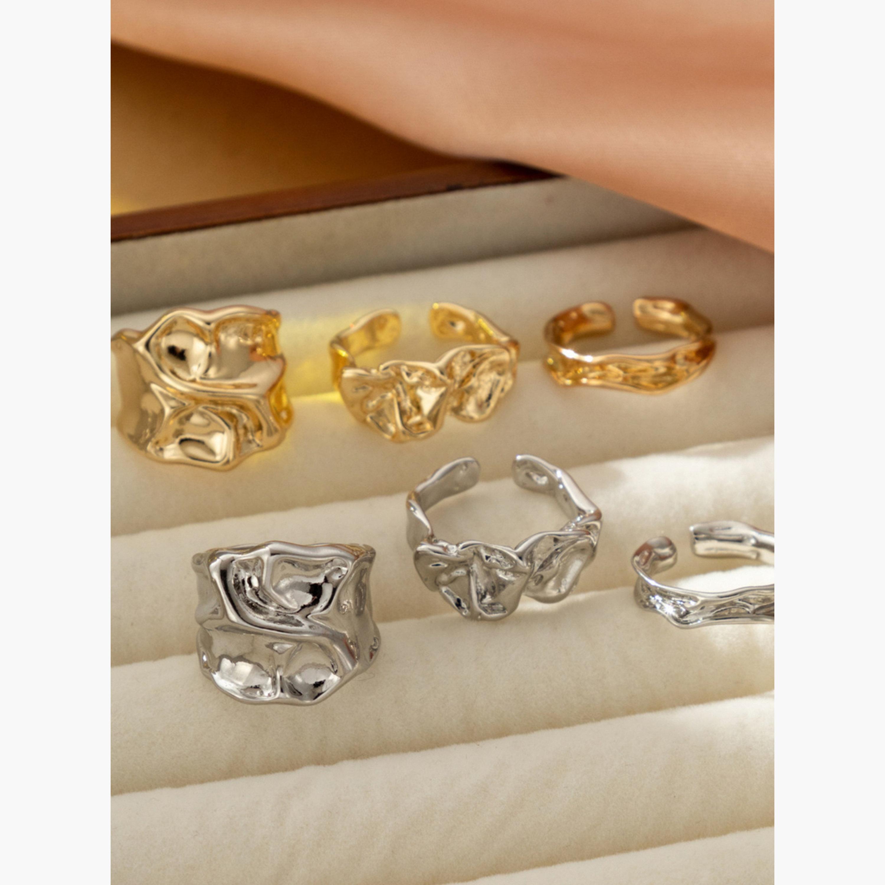 Take Two Women  Set of 3 - Silver Texture Alloy Ring-women-watchesandjewellery-jewellery-rings-image-5