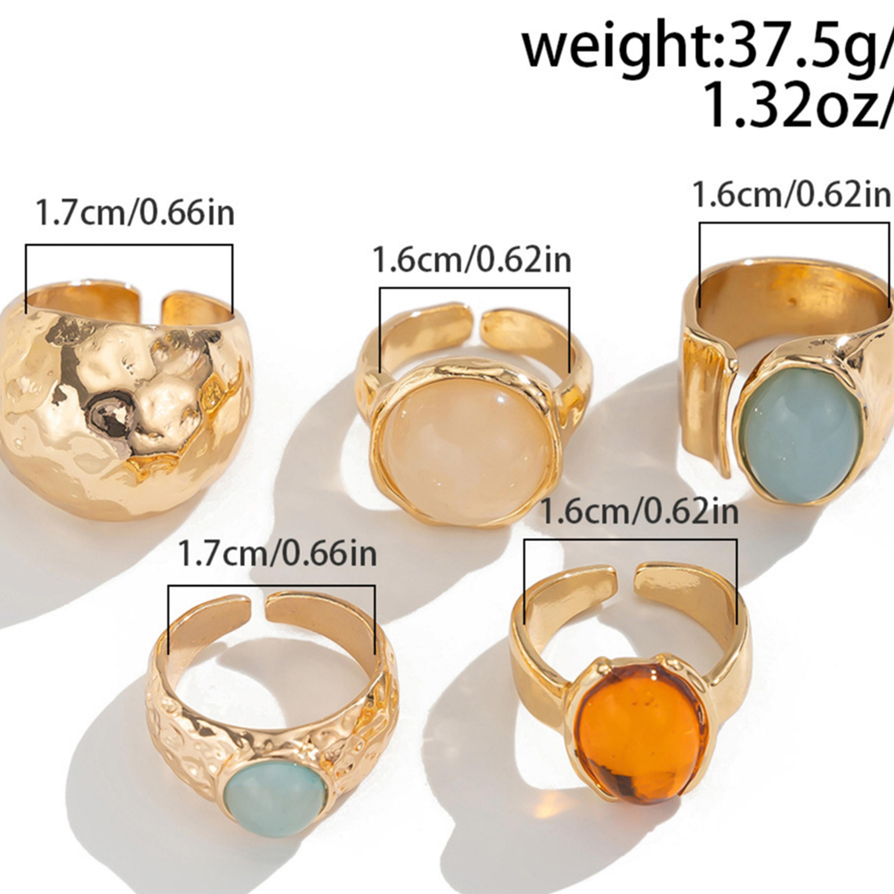 تيك تو - مجموعة من 5 خواتم ذهبية مرصعة بالأحجار الكريمة-women-watchesandjewellery-jewellery-rings-image-3