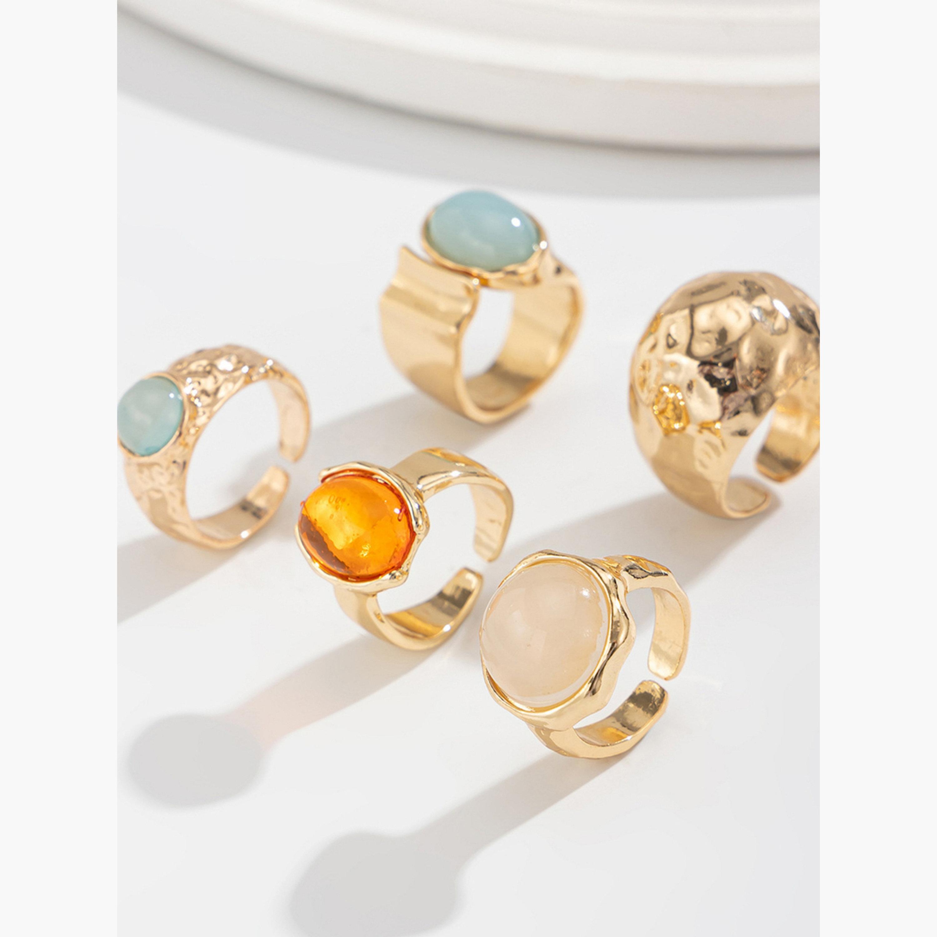 Take Two Women  Set of 5 - Gold Tone Gemstone Ring-women-watchesandjewellery-jewellery-rings-image-4
