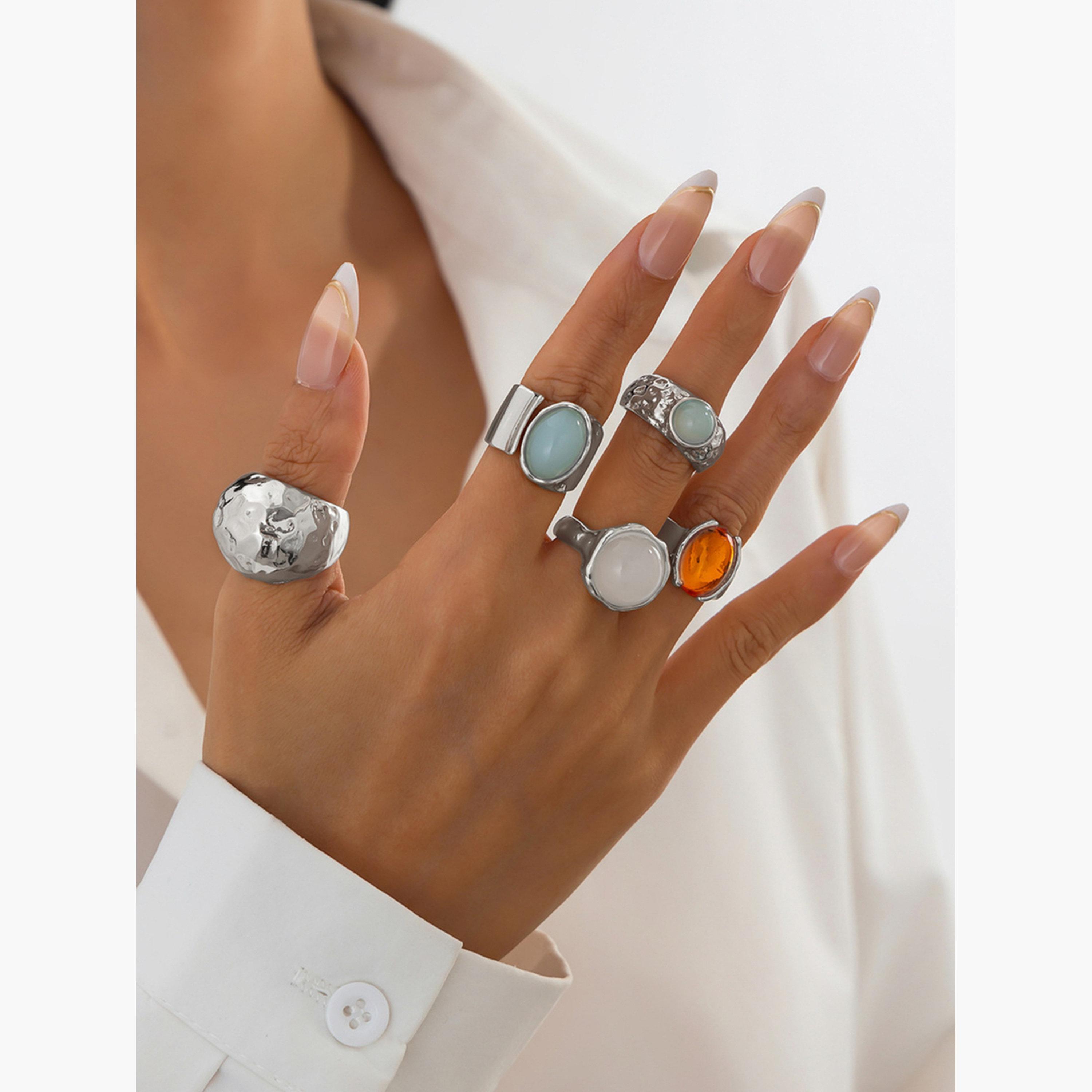 Take Two Women  Set of 5 - Silver Tone Gemstone Ring-women-watchesandjewellery-jewellery-rings-image-4