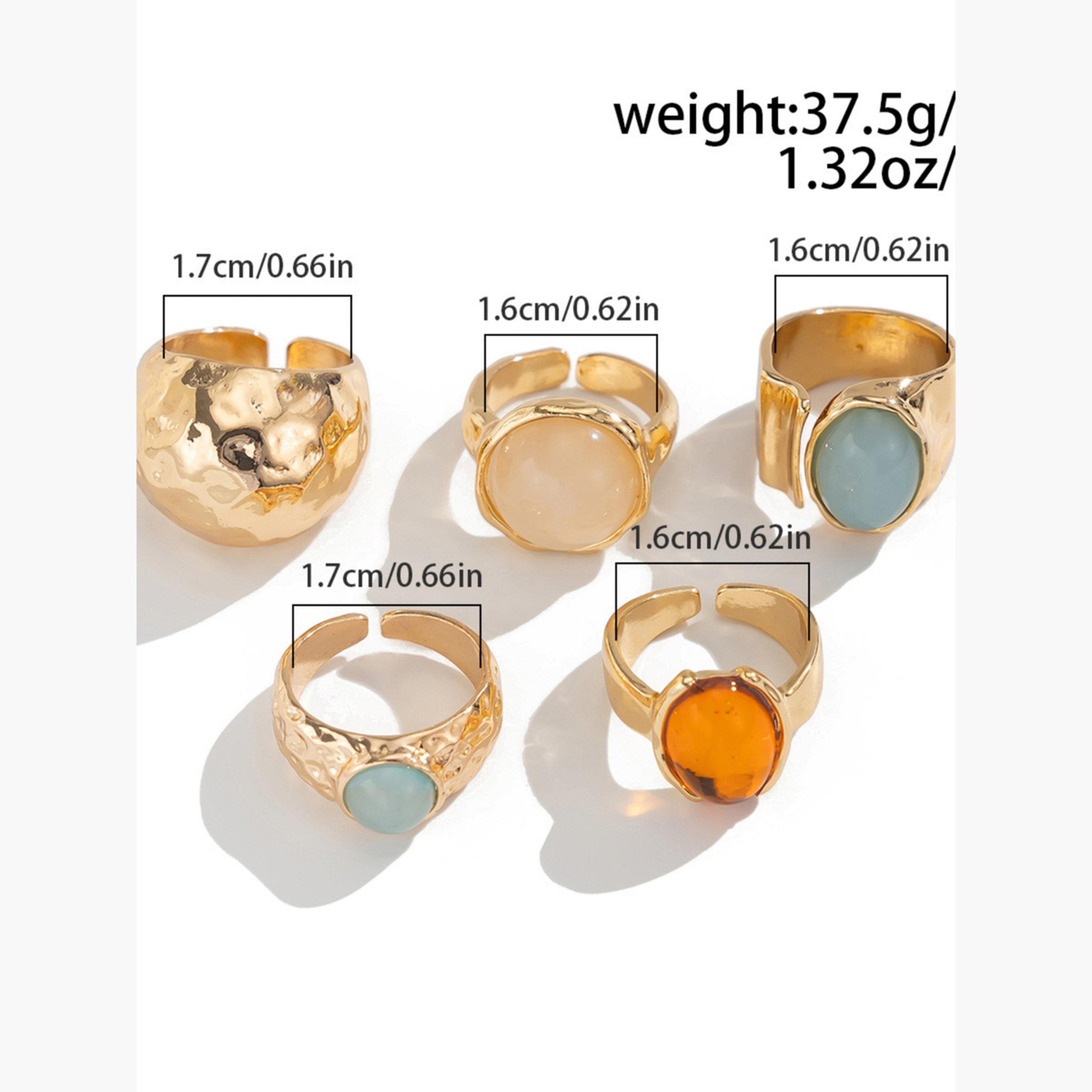 تيك تو - مجموعة من 5 خواتم فضية مرصعة بالأحجار الكريمة-women-watchesandjewellery-jewellery-rings-image-6