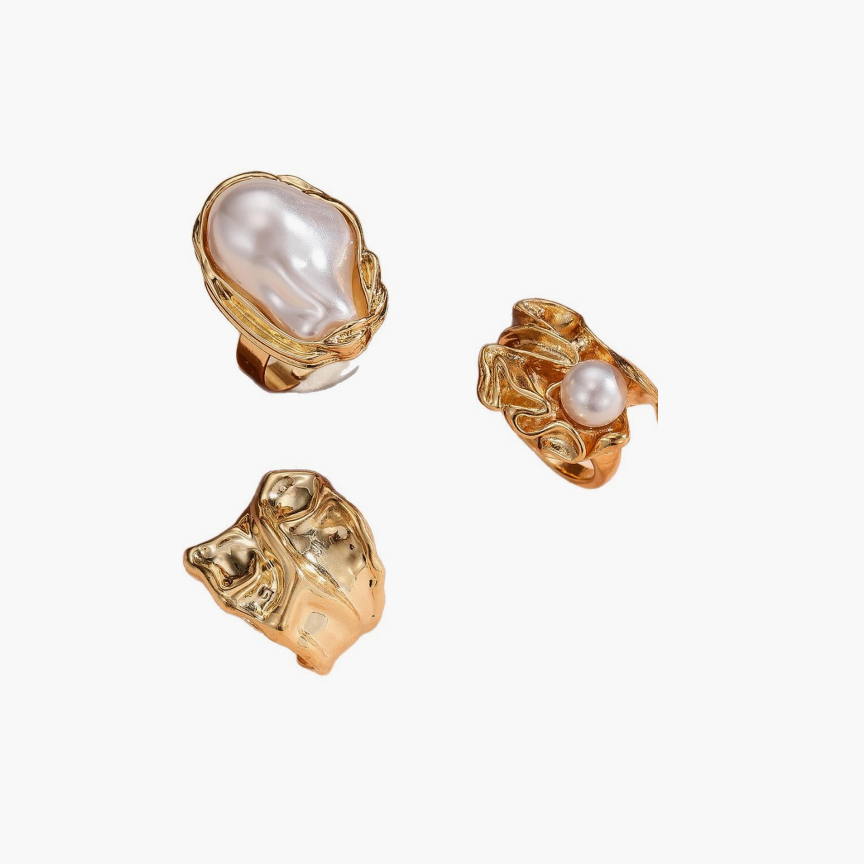 Take Two Women  Set of 3 - Faux Pearl Ring-women-watchesandjewellery-jewellery-rings-image-1