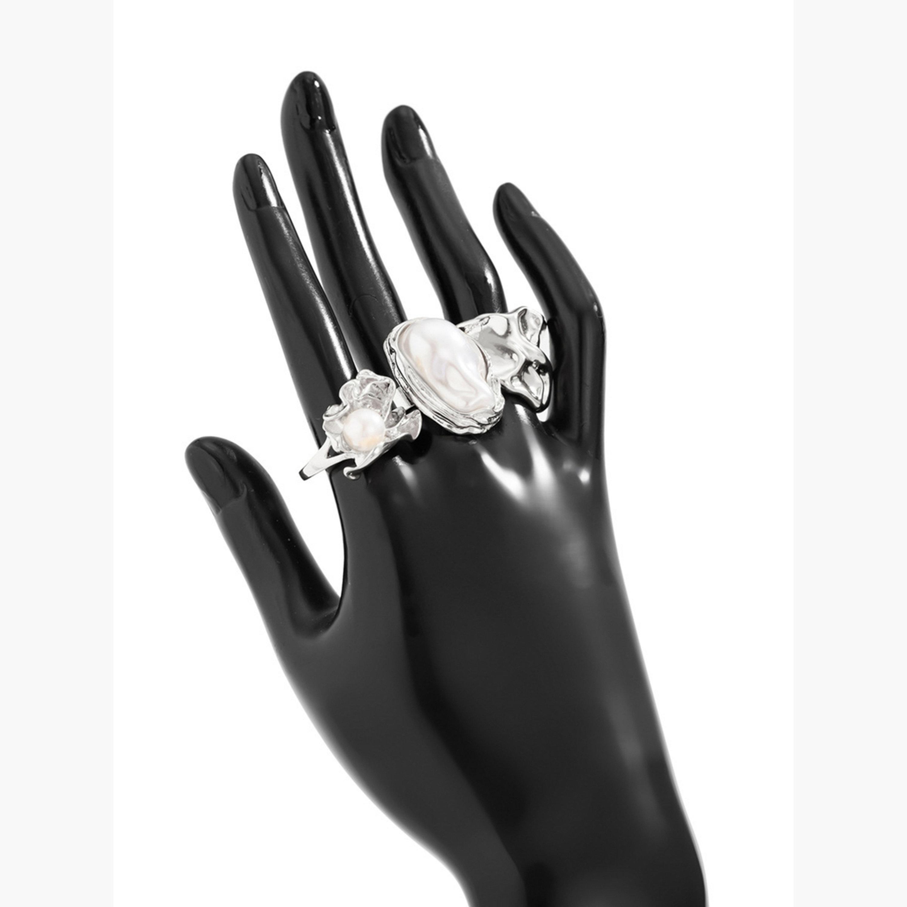 تيك تو - مجموعة من 3 خواتم من اللؤلؤ الصناعي-women-watchesandjewellery-jewellery-rings-image-3