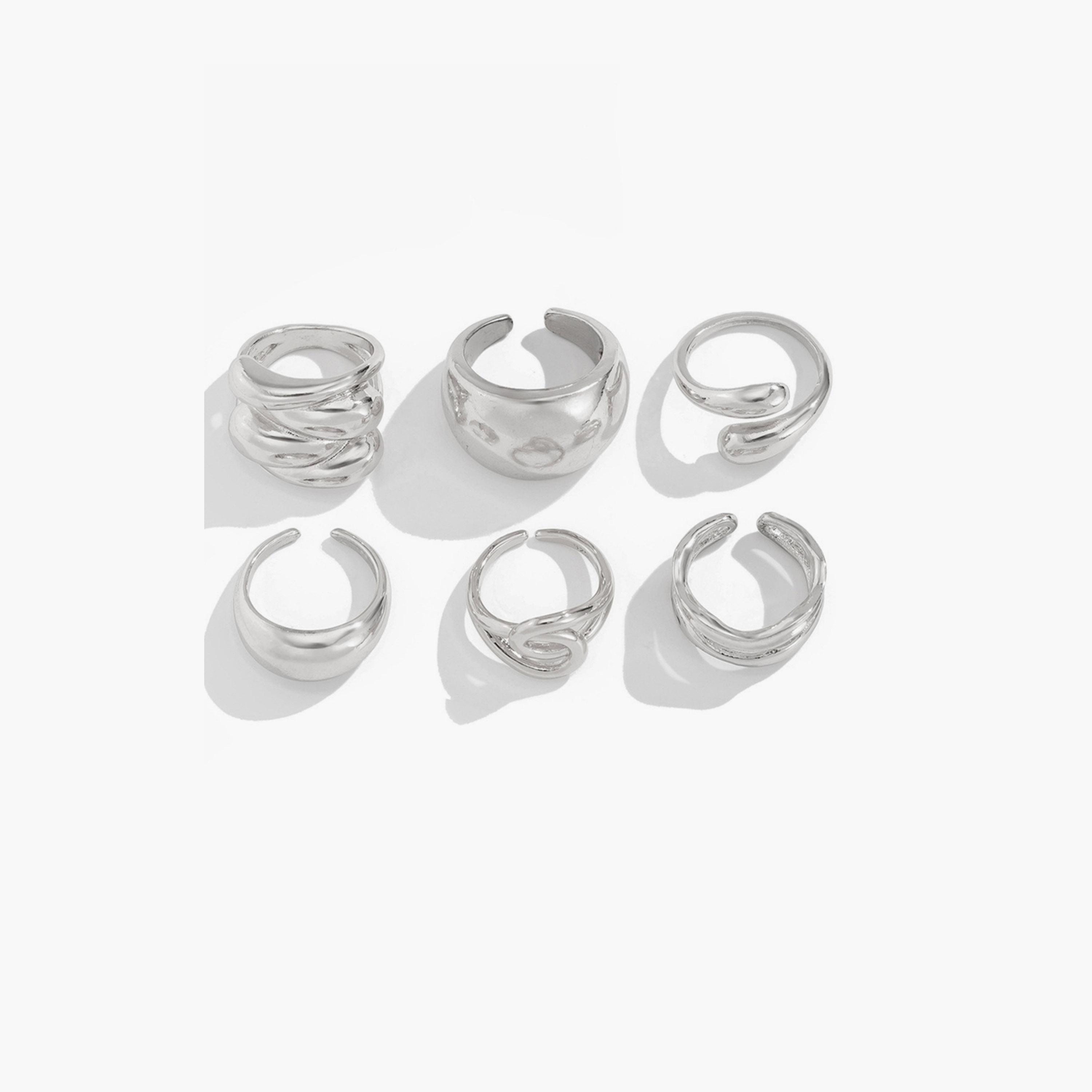 تيك تو - مجموعة من 6 خواتم متنوعة-women-watchesandjewellery-jewellery-rings-image-1