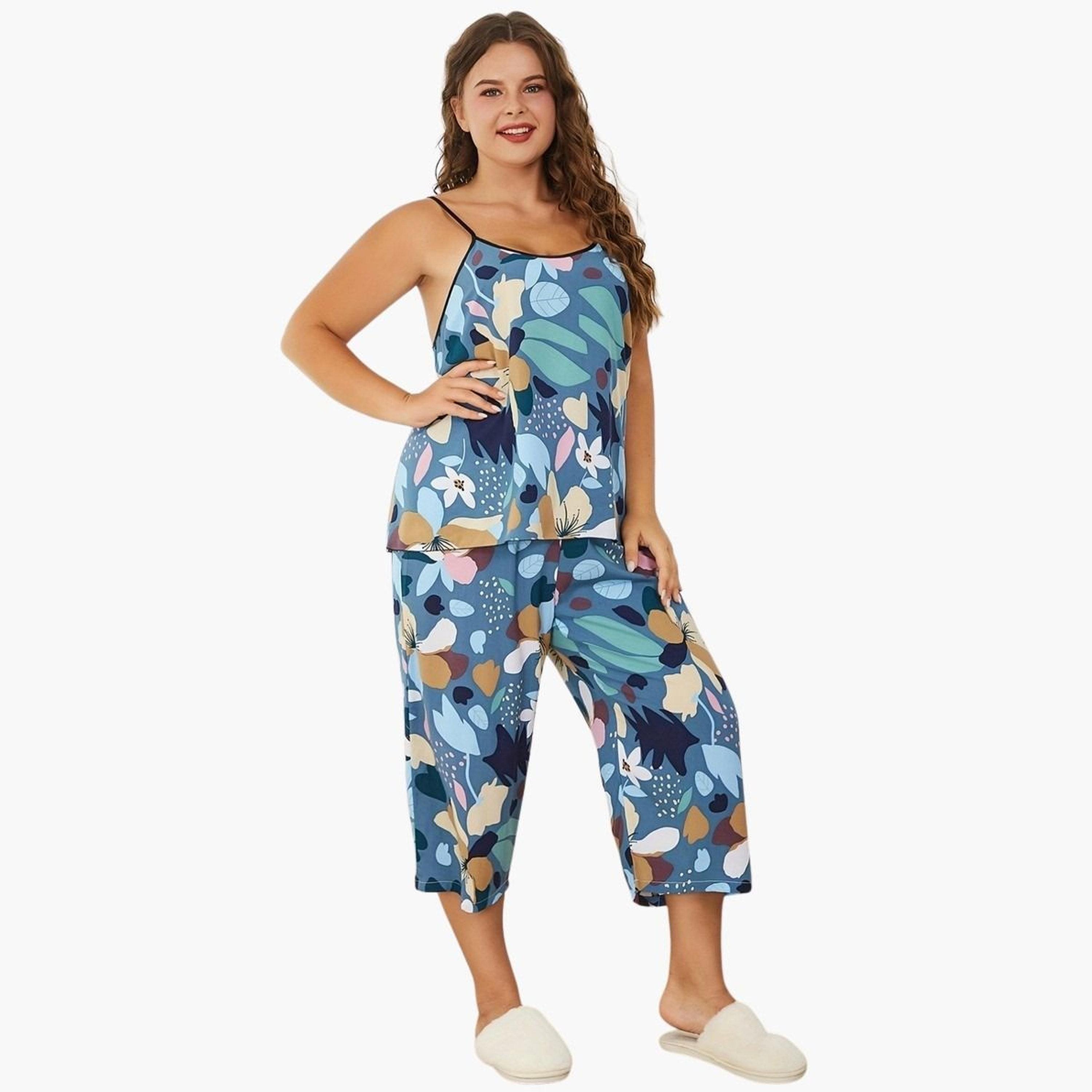 Take Two Women's Plus Size Graphic Print Cami Top With Pants Set-women-clothing-nightwear-pyjamas-shortsets-image-1