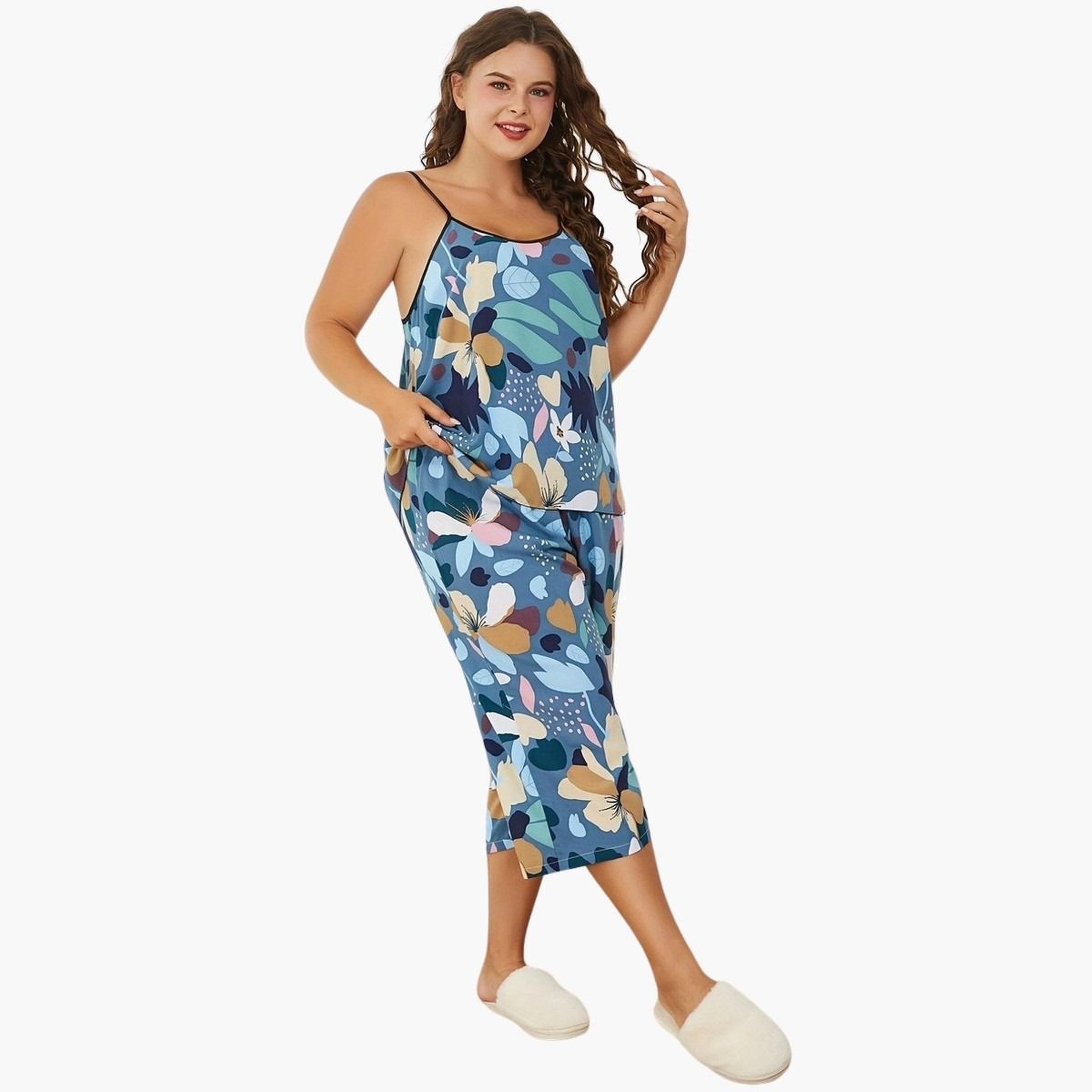 Take Two Women's Plus Size Graphic Print Cami Top With Pants Set-women-clothing-nightwear-pyjamas-shortsets-image-2