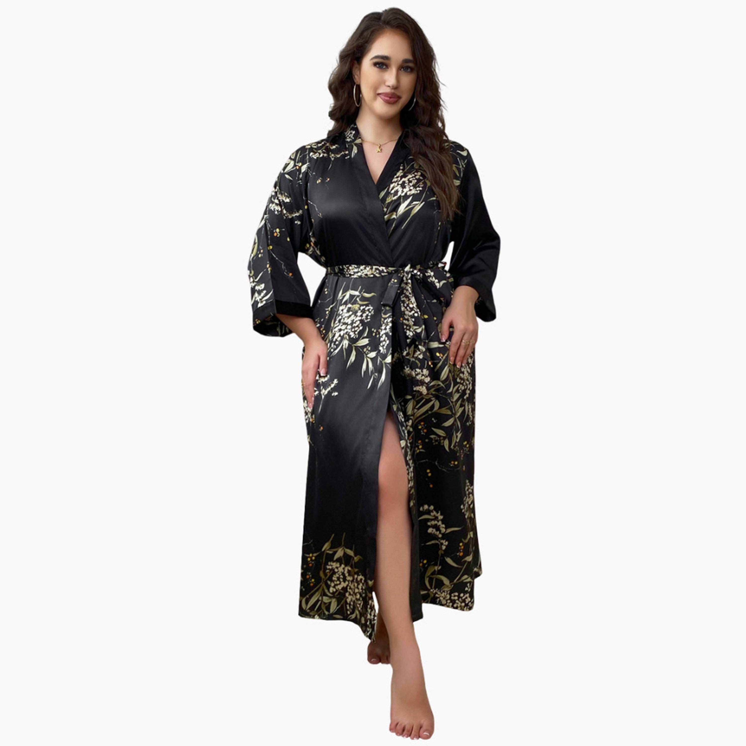 Take Two Women's Plus Size Floral Print Belted Robe-women-clothing-nightwear-robes-image-1