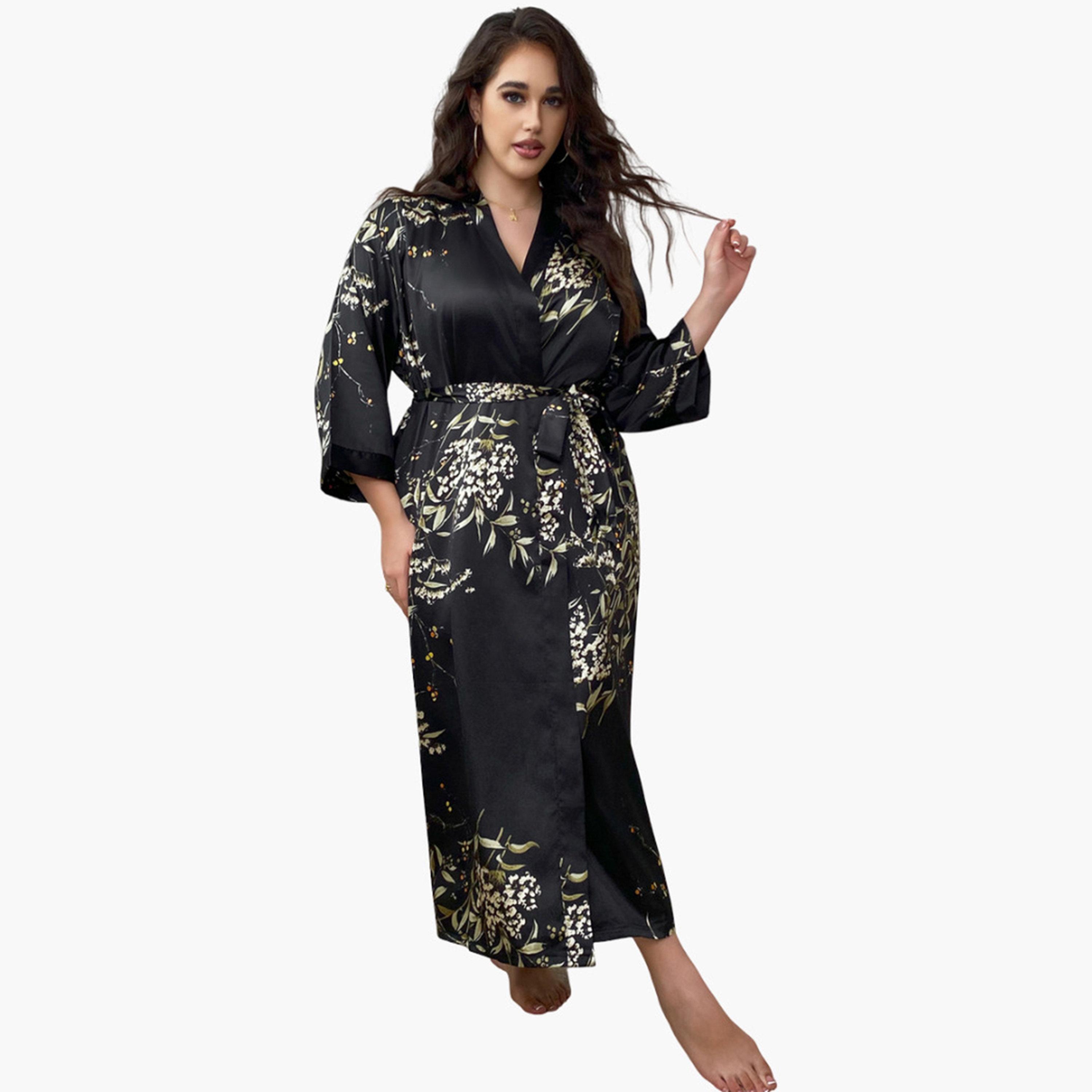 Take Two Women's Plus Size Floral Print Belted Robe-women-clothing-nightwear-robes-image-4