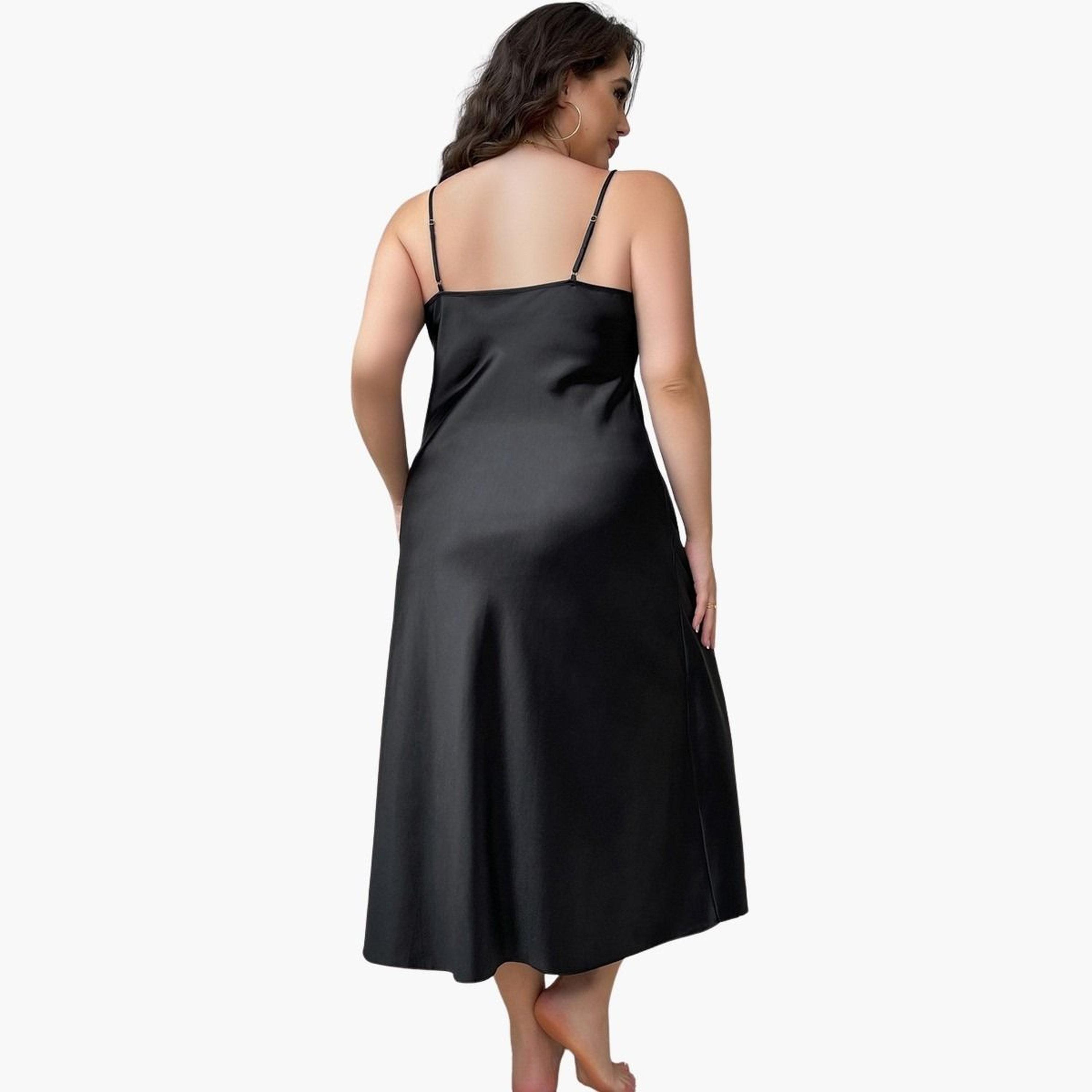 تيك تو - فستان نوم مقاس كبير بفتحة جانبية ورقبة متأرجحة مع رقعة من الدانتيل للنساء-women-clothing-nightwear-nighties-image-2