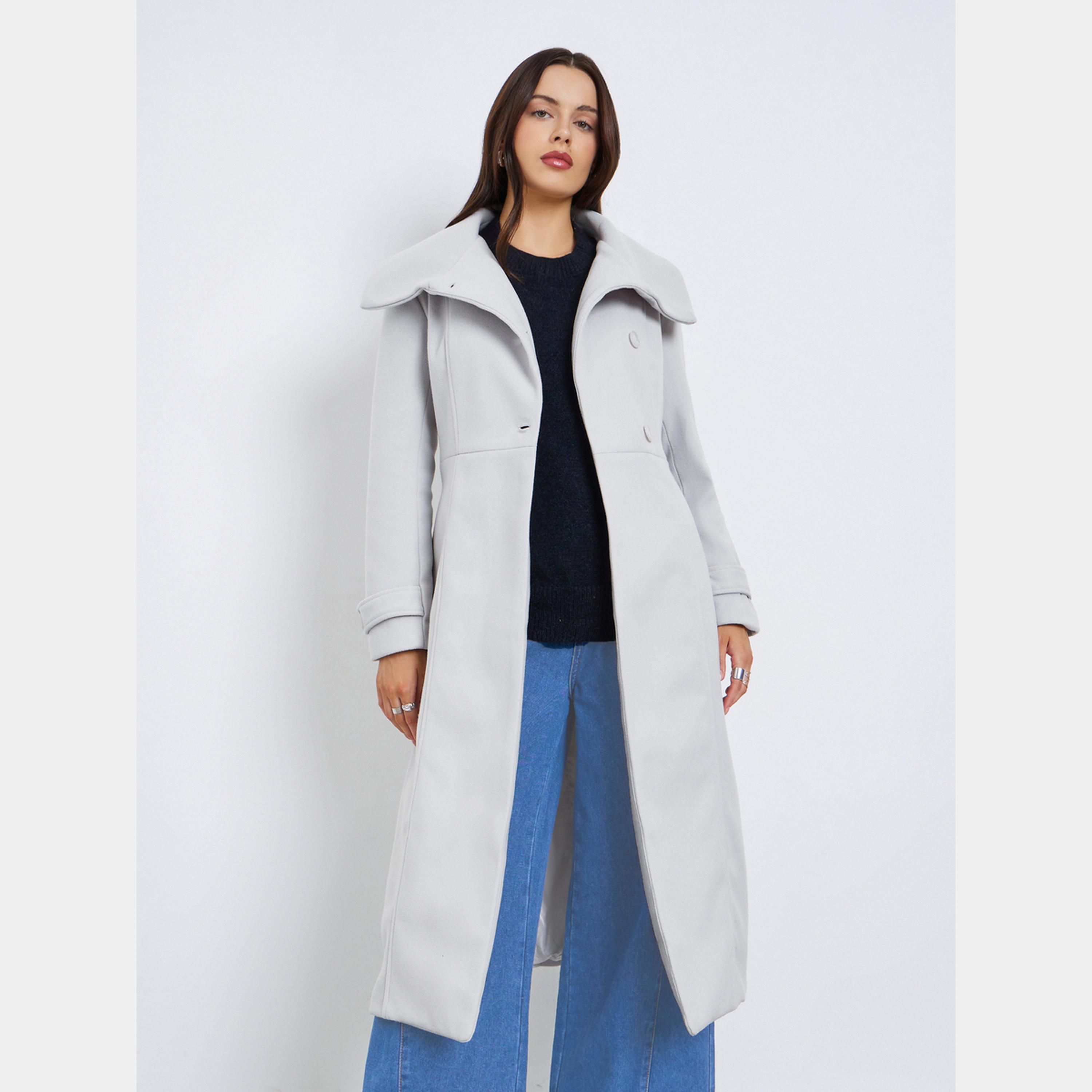 Styli Grey Midi Belted Wool Coat-women-clothing-coatsandjackets-coats-image-1