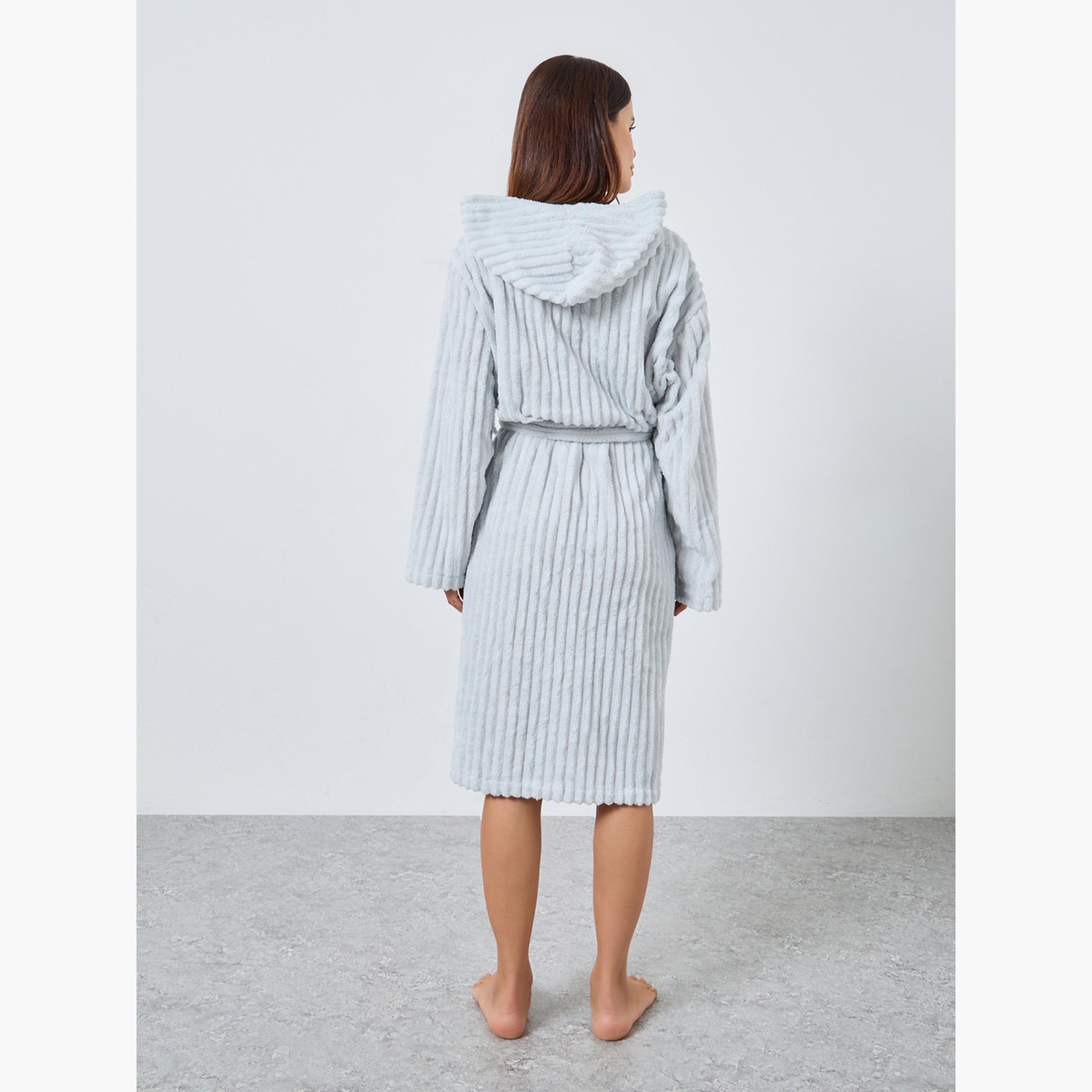 Styli Women Ribbed Fleece Hooded Robe-women-clothing-nightwear-robes-image-4