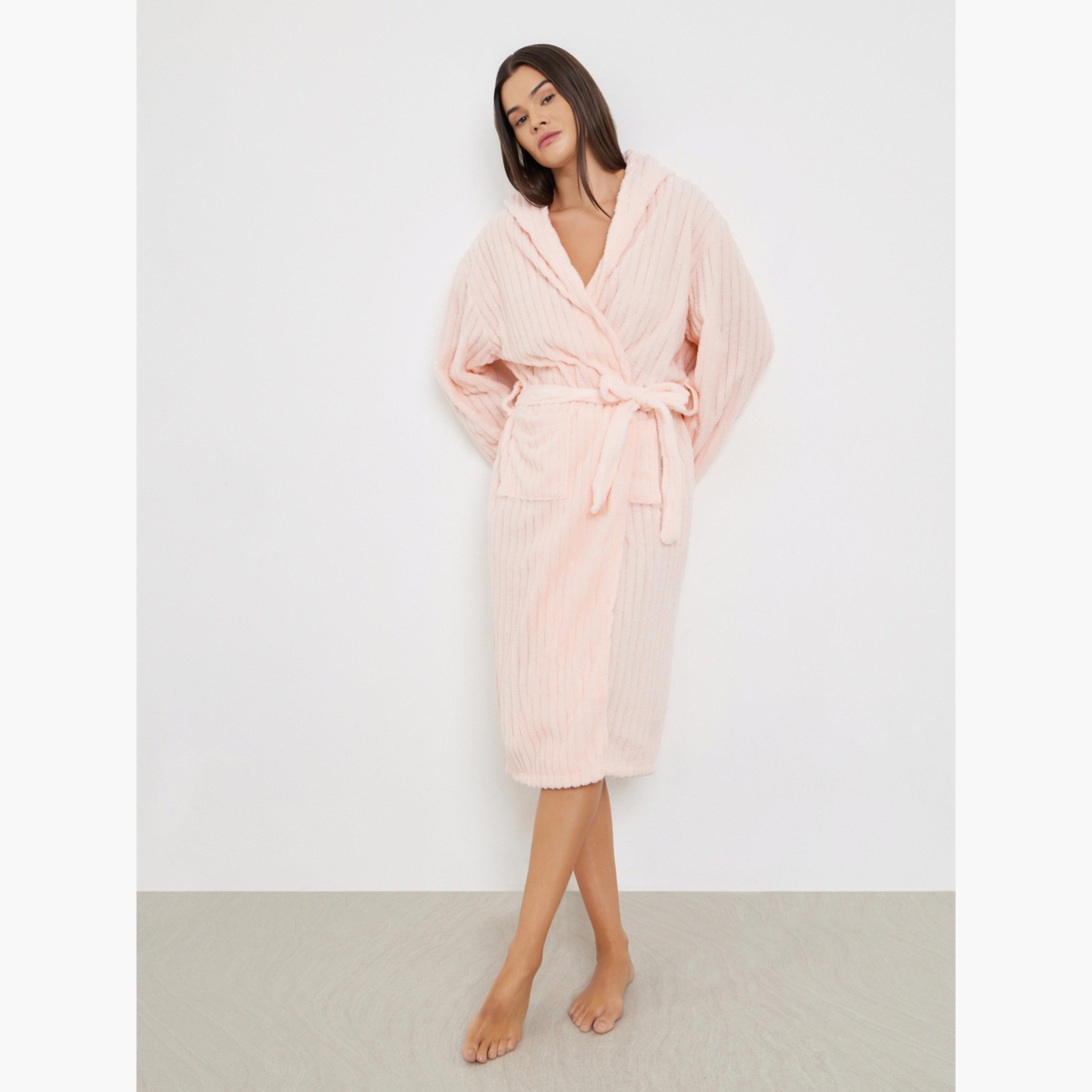 Styli Ribbed Fleece Hooded Robe-women-clothing-nightwear-robes-image-1