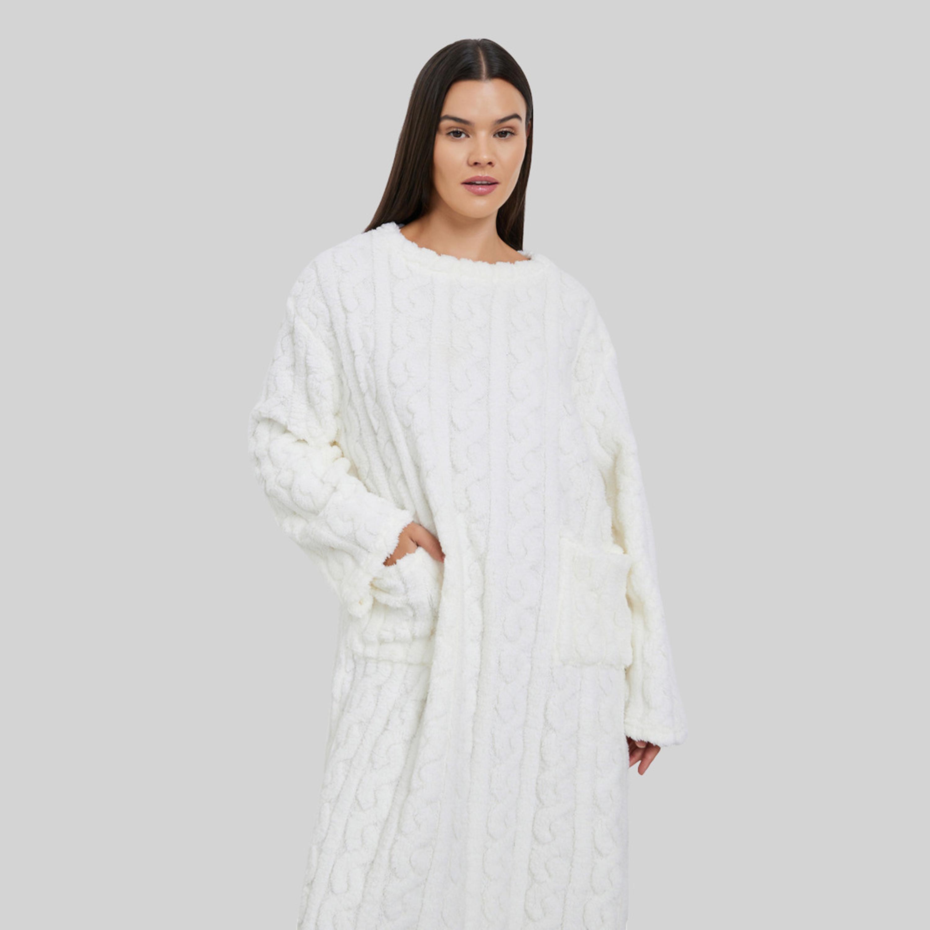 قميص نوم فليس محبوك مع تفاصيل جيب-women-clothing-nightwear-nighties-image-3