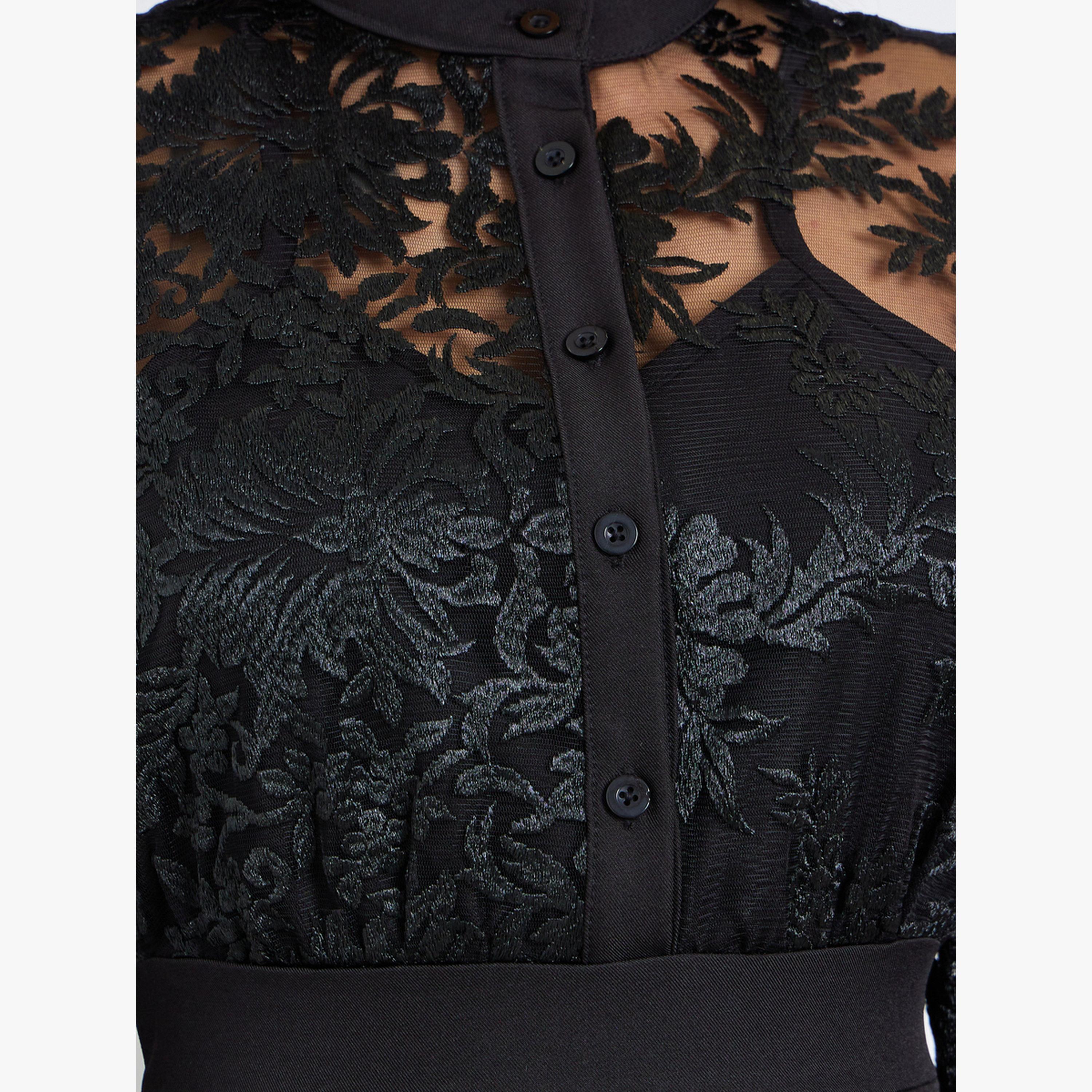 فستان ميدي بقصة ضيقة بدانتيل وأكمام طويلة-women-clothing-dresses-image-4