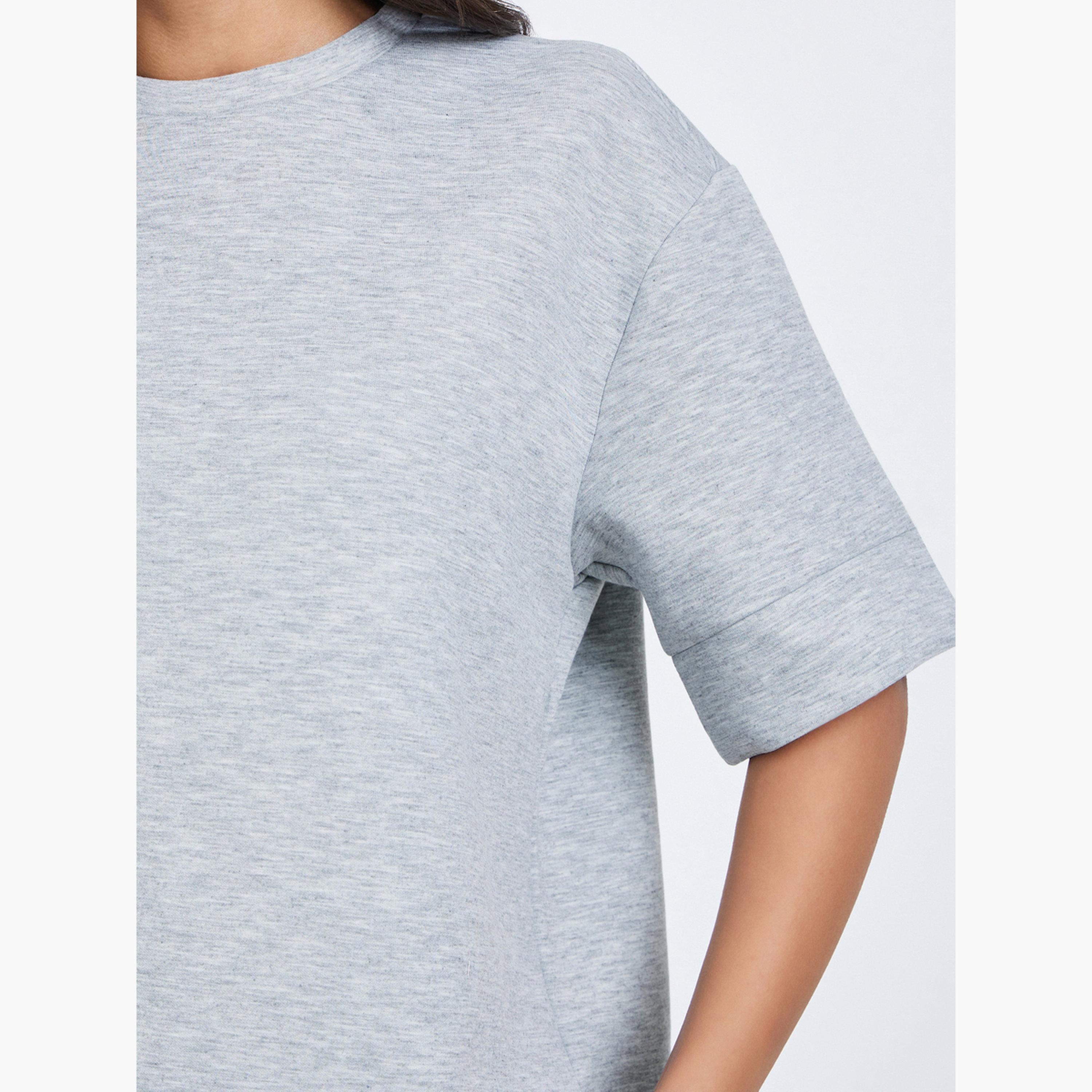 Styli Women Grey Oversized Round Neck T-Shirt-women-clothing-tshirts-image-4