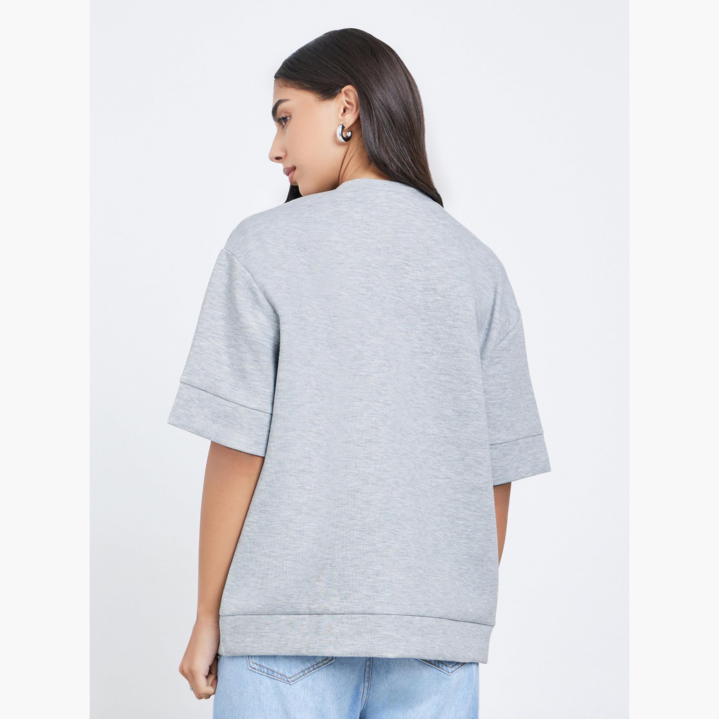 Styli Women Grey Oversized Round Neck T-Shirt-women-clothing-tshirts-image-5