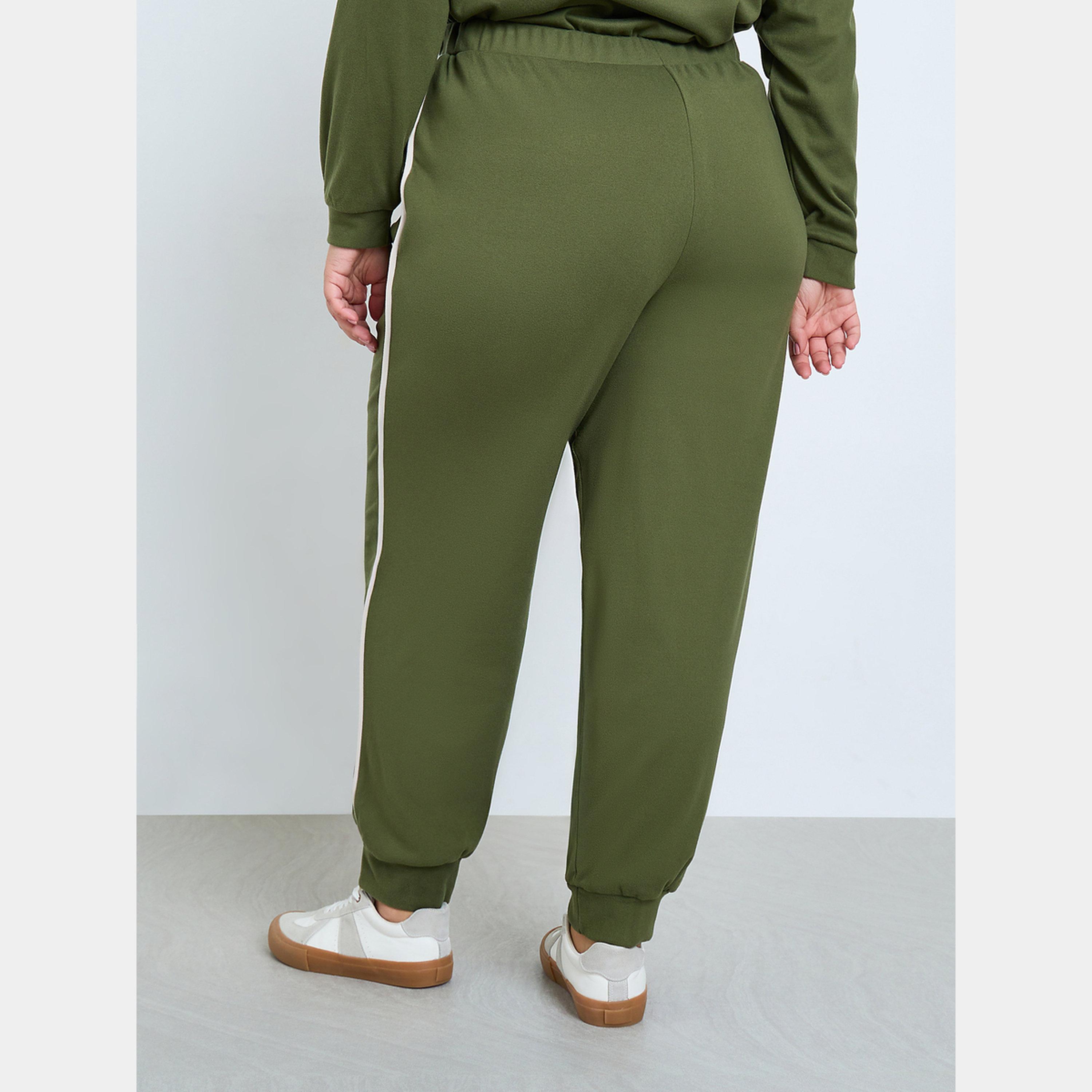 Styli Women Plus Size Green Striped Joggers-women-clothing-bottoms-joggers-image-4